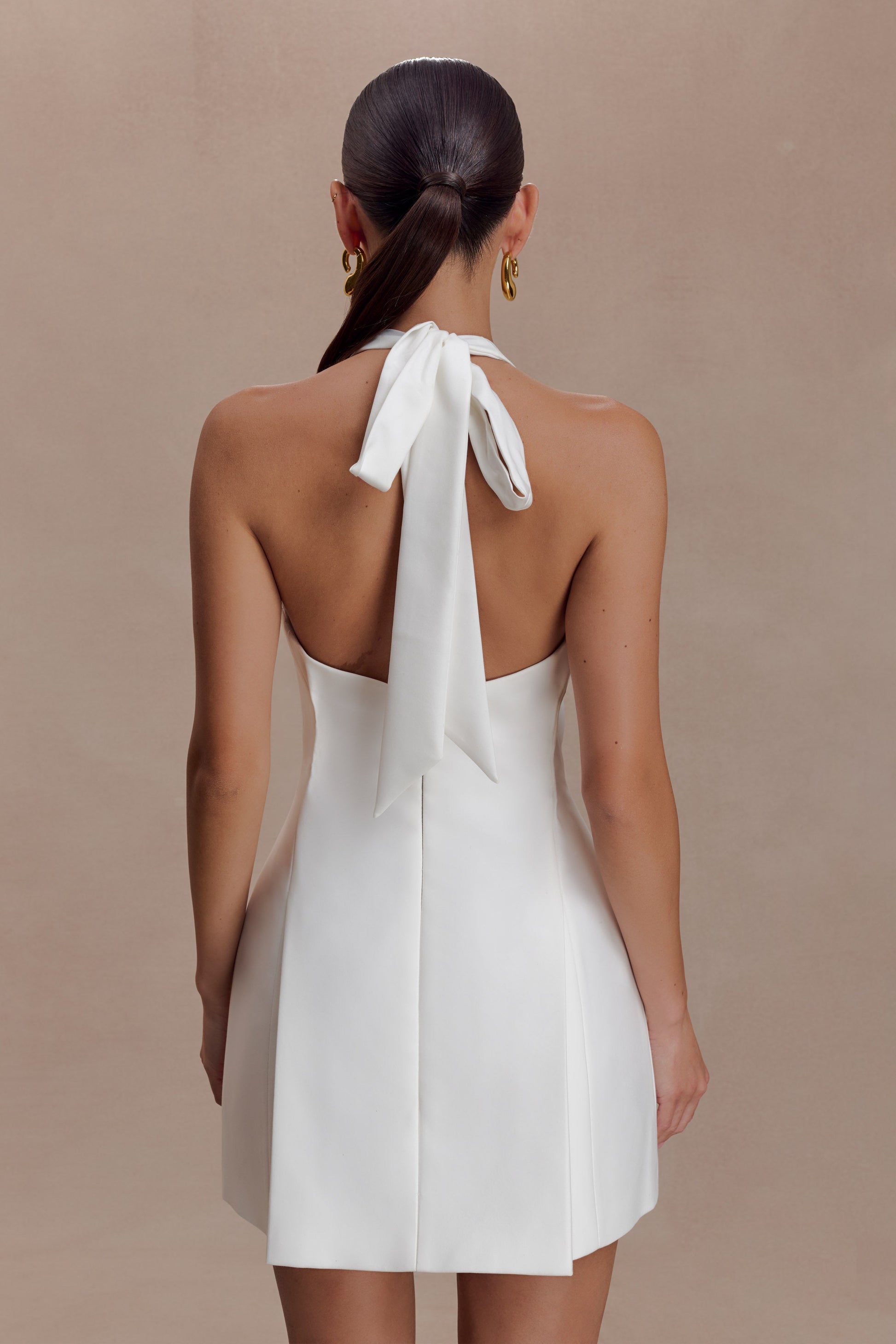 Nelly Halter Neck Cotton Mini Dress / White | Meshki | L Nelly Halter Neck Cotton Mini Dress / White | Meshki | L