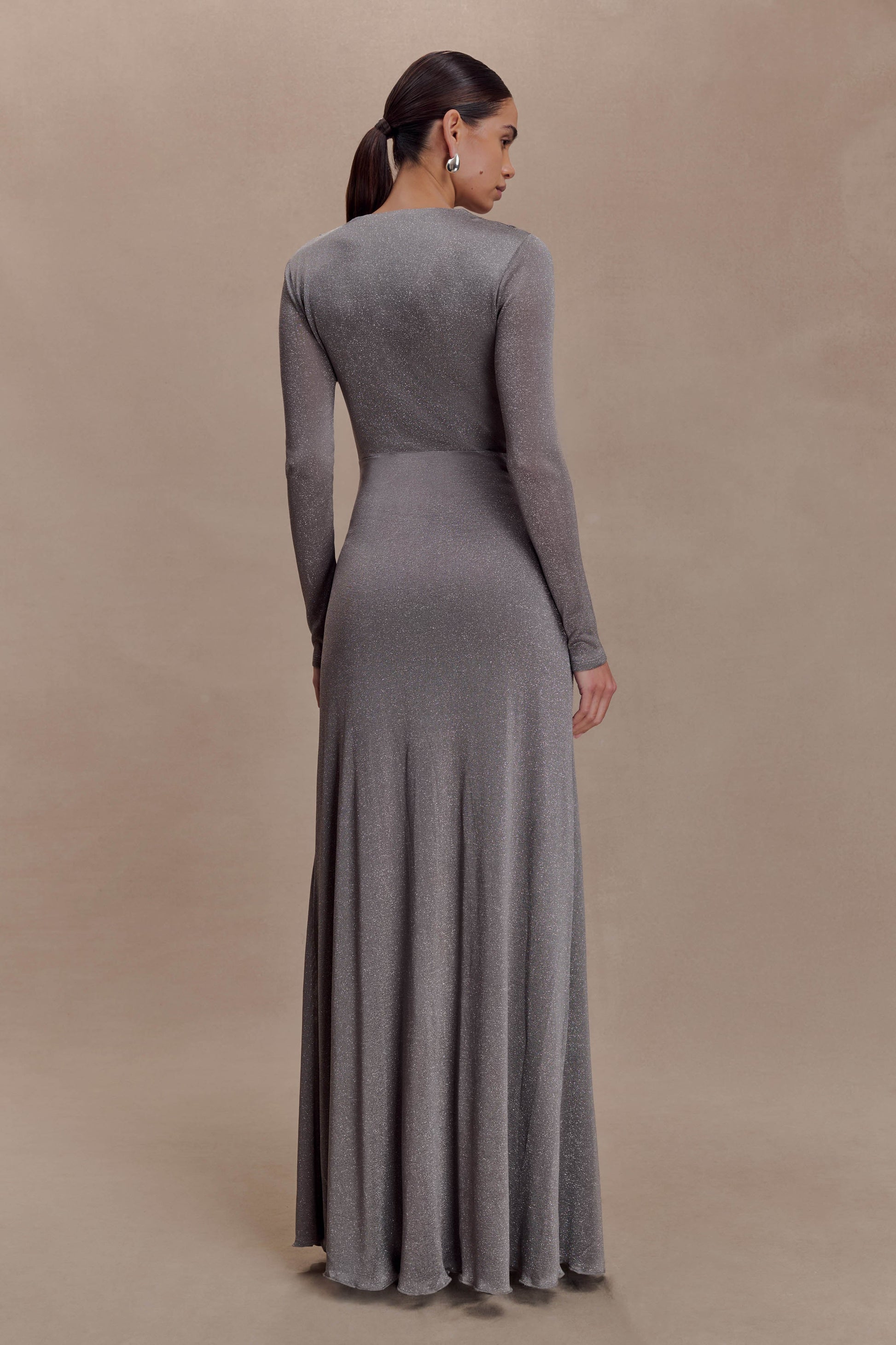 Scarlet Lurex Cowl Maxi Dress - Silver #7