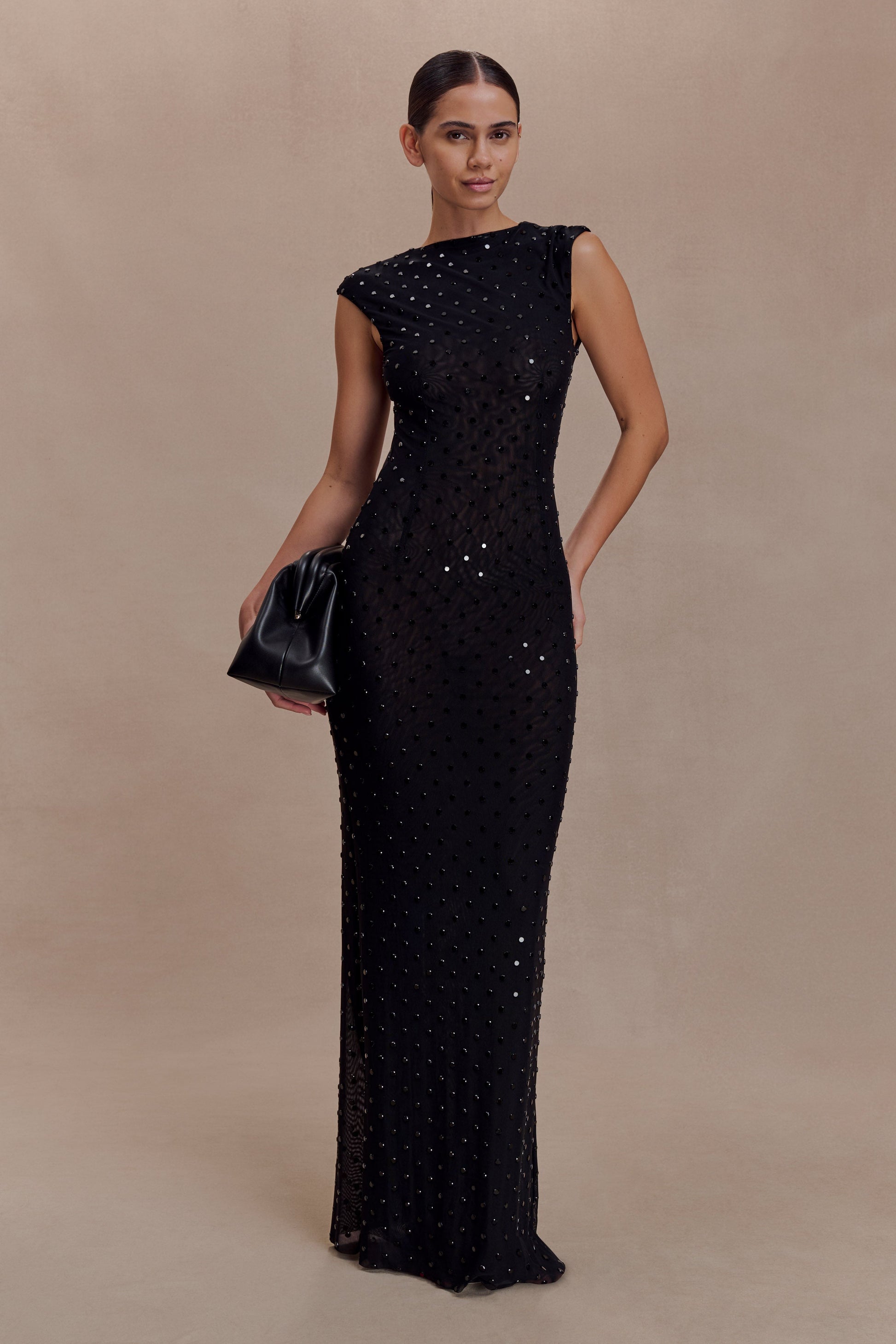 Samara Sleeveless Diamante Maxi Dress / Black | MESHKI | M Samara Sleeveless Diamante Maxi Dress / Black | MESHKI | M