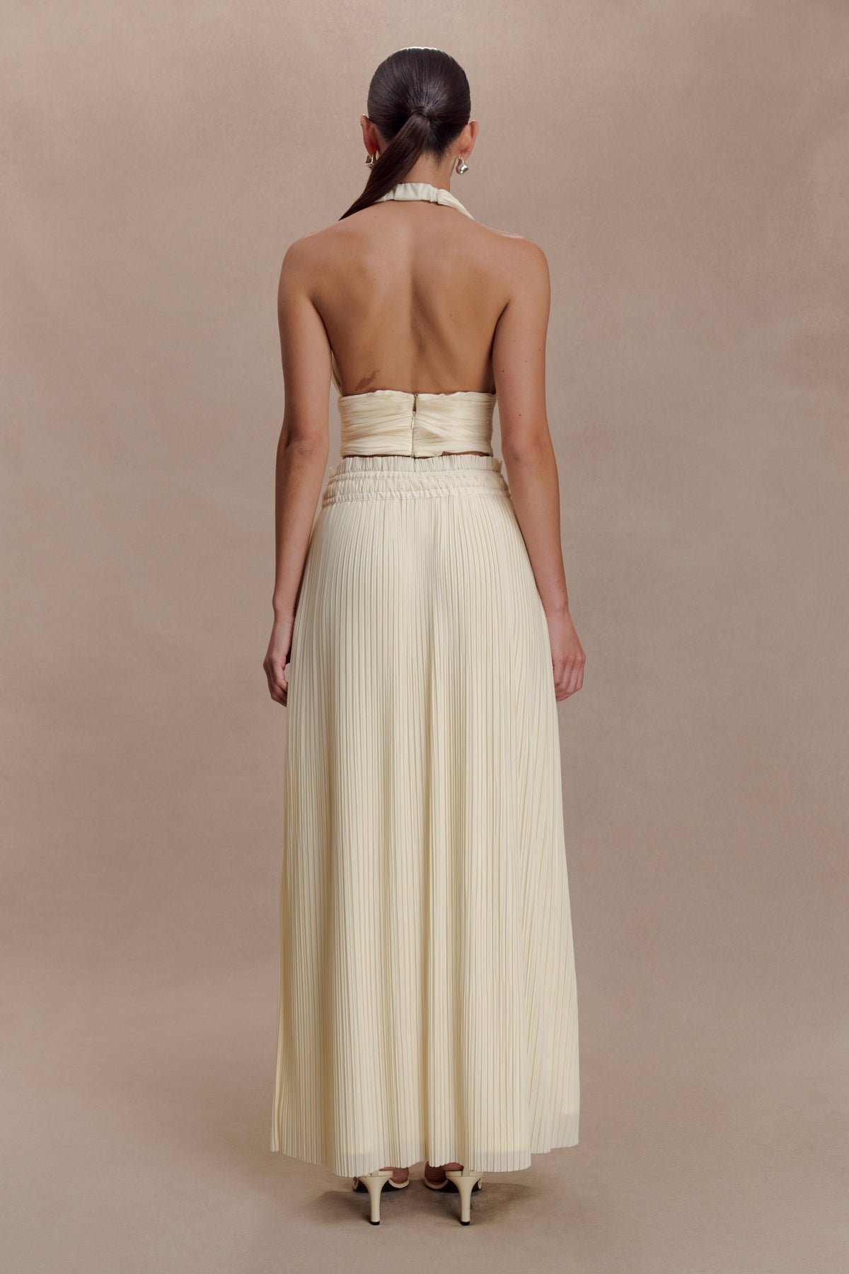 Amaris Gathered Plisse Maxi Skirt - Lemon #2