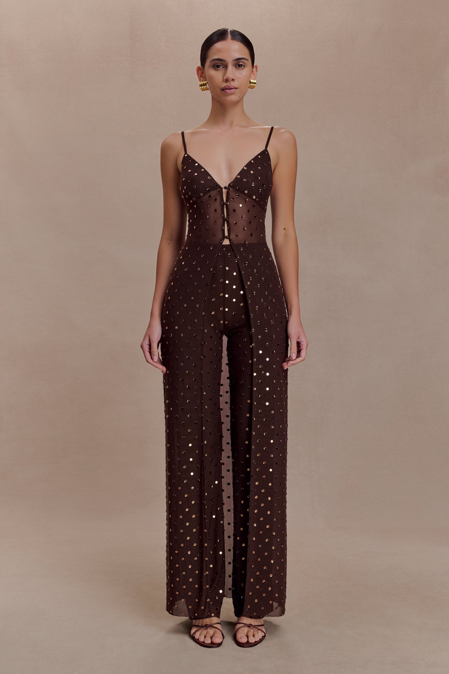 Jackie Diamante Straight Leg Pants - Chocolate