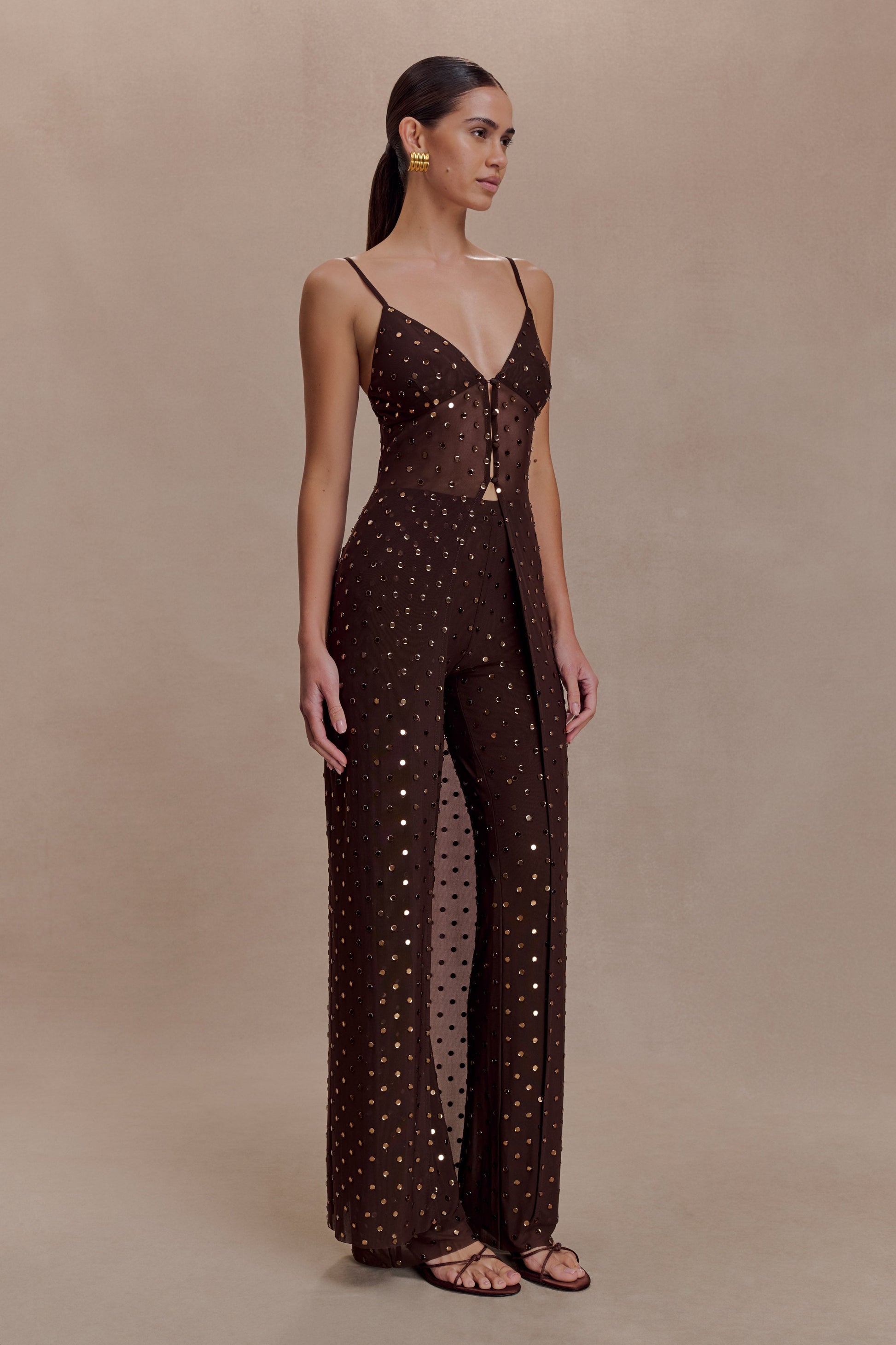 Jackie Diamante Straight Leg Pants - Chocolate #4