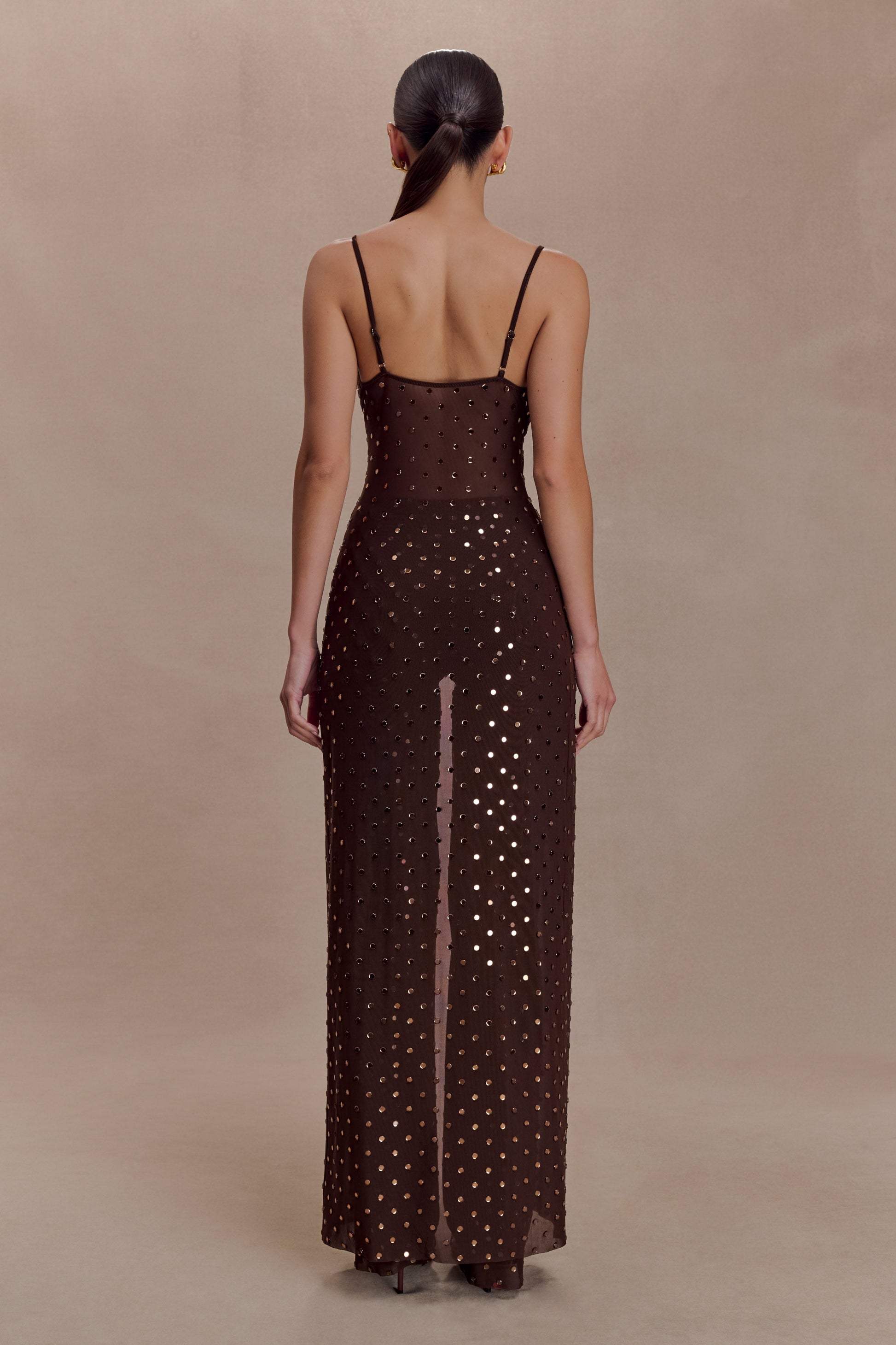 Jackie Longline Diamante Top - Chocolate #2