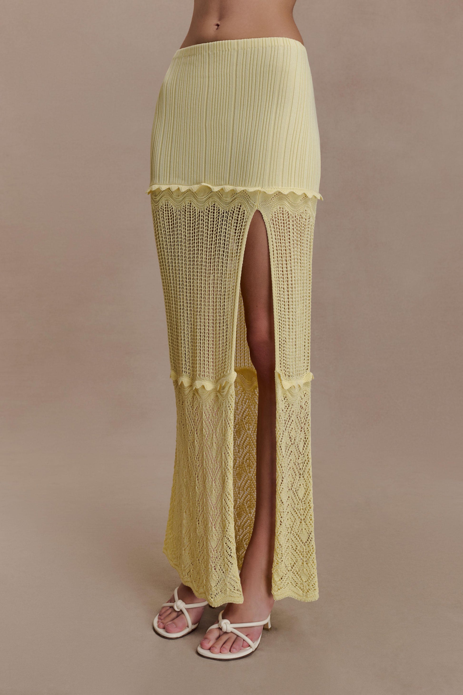 Coleene Pointelle Knit Maxi Skirt - Lemon #4