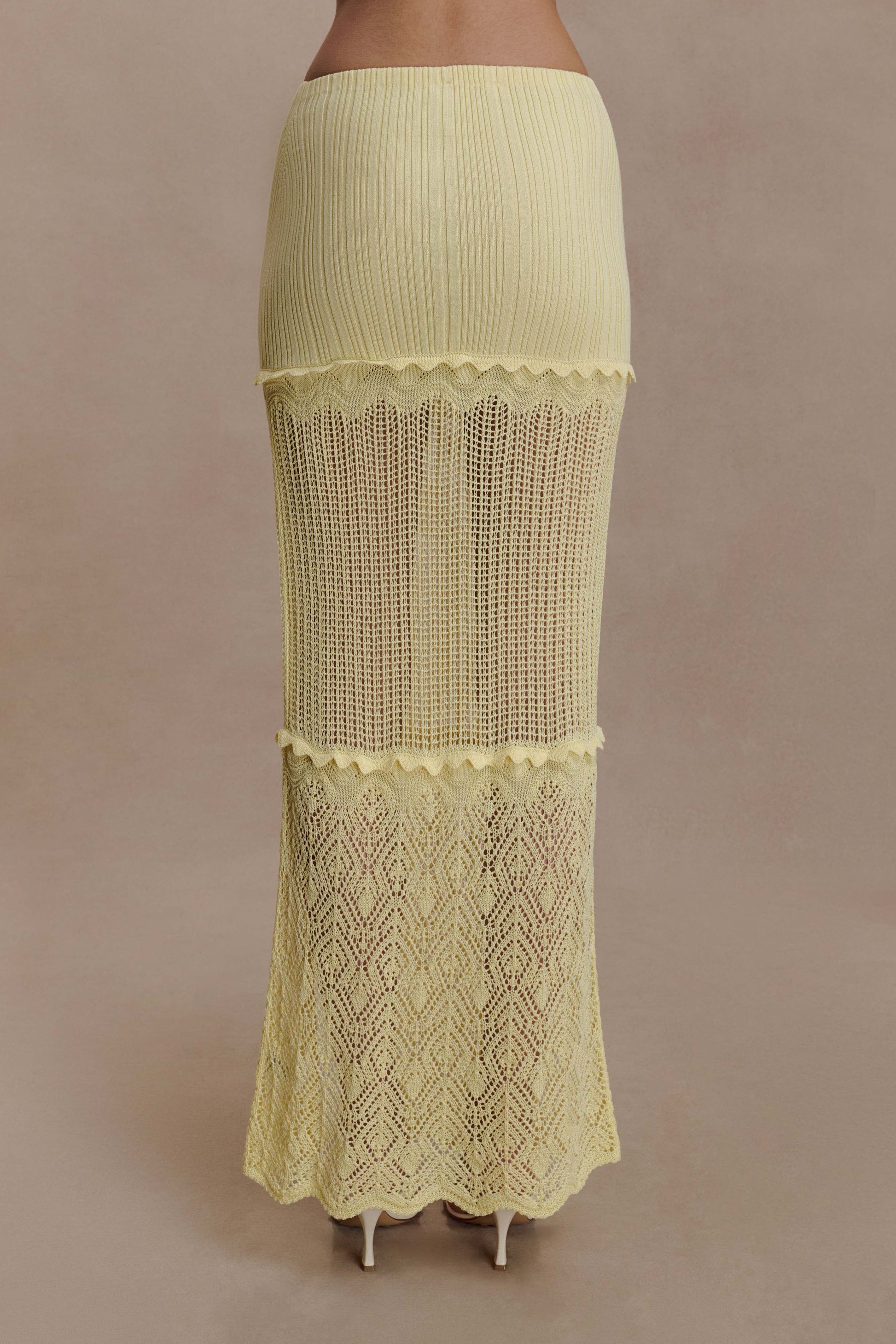Coleene Pointelle Knit Maxi Skirt - Lemon #5