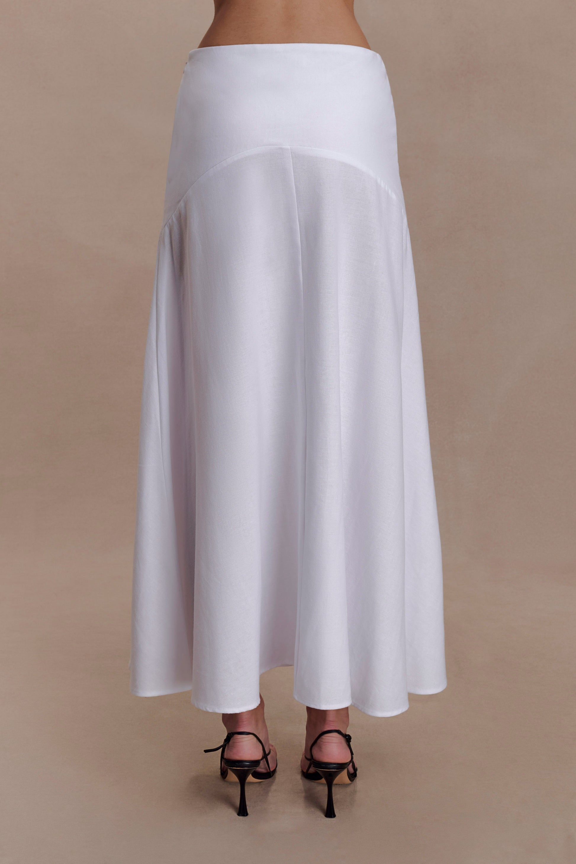Selma Curved Waist Midi Skirt - White #2