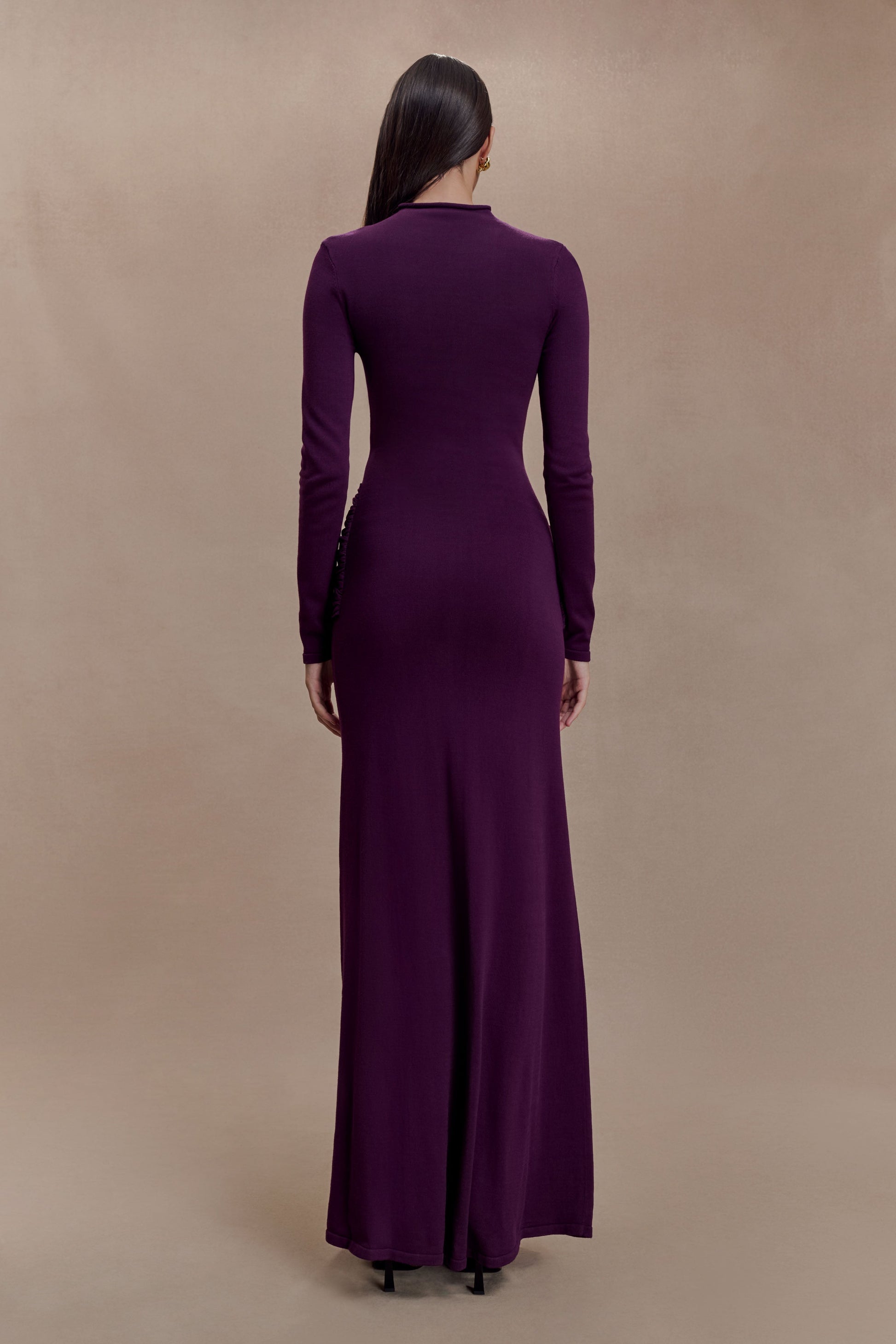 Grayson Knit Chiffon Maxi Dress - Plum | MESHKI US Grayson Knit Chiffon Maxi Dress - Plum | MESHKI US