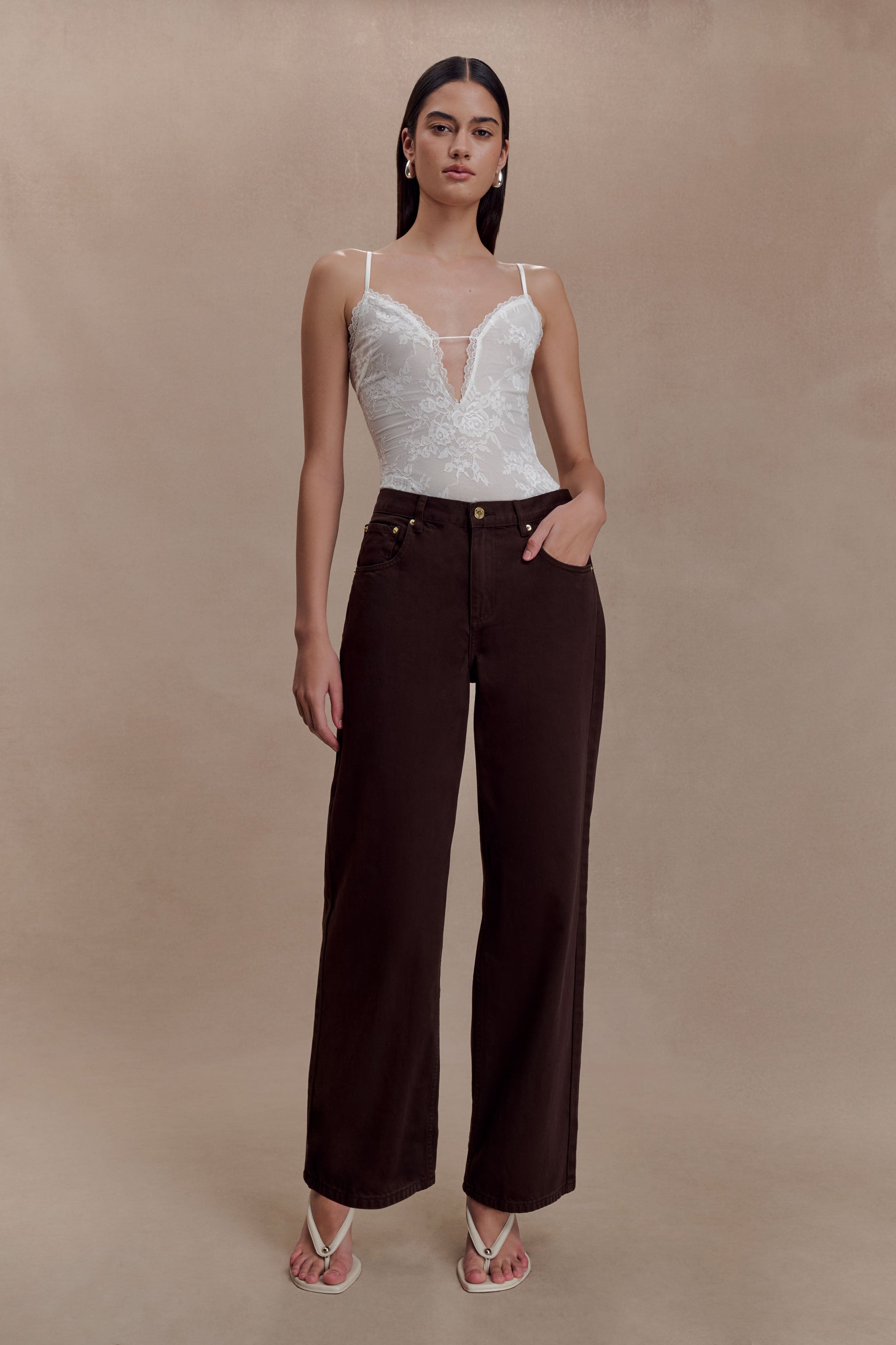 Jasper Plunge Lace Bodysuit - Ivory #5