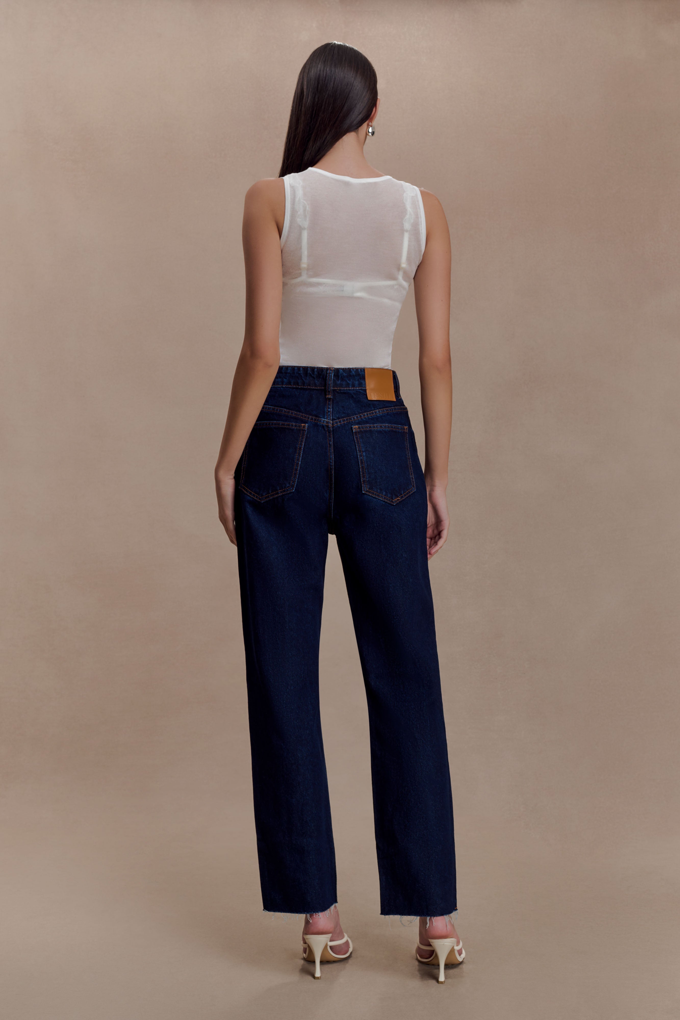 Dollie Sheer Knit Tank Top - Ivory | MESHKI US