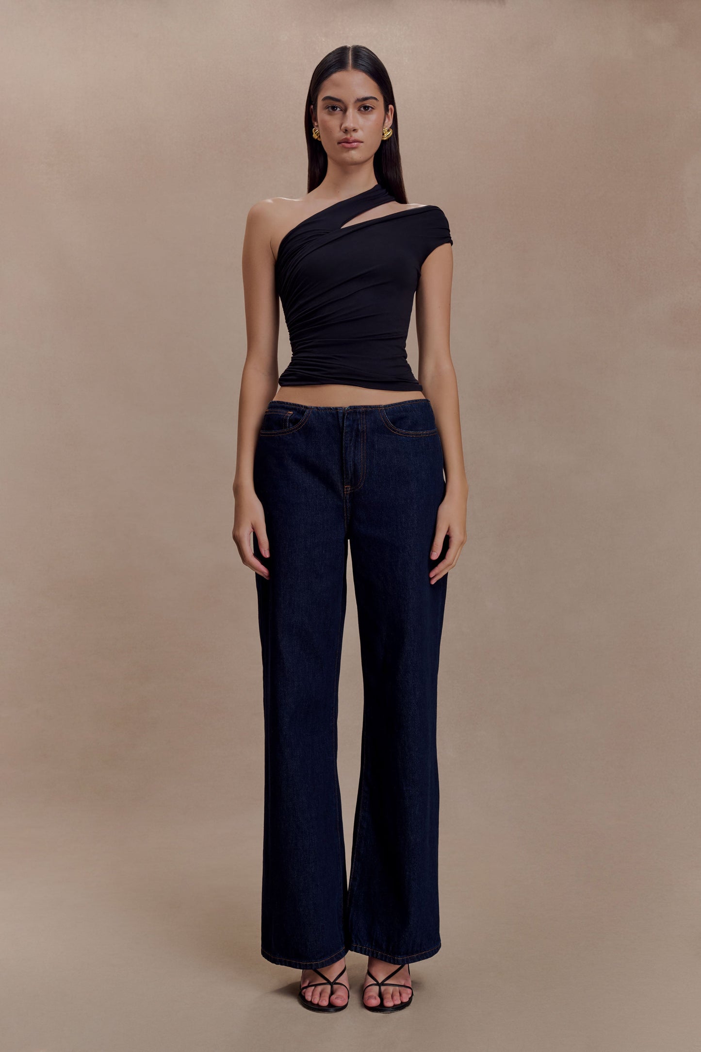 Anna One Shoulder Modal Top - Black