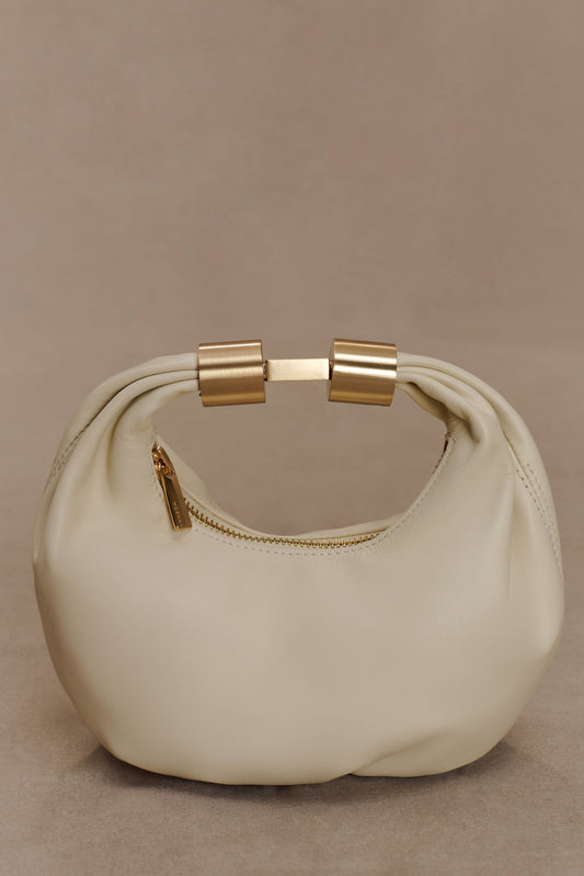 Bristol Mini Croissant Leather Bag - Ivory
