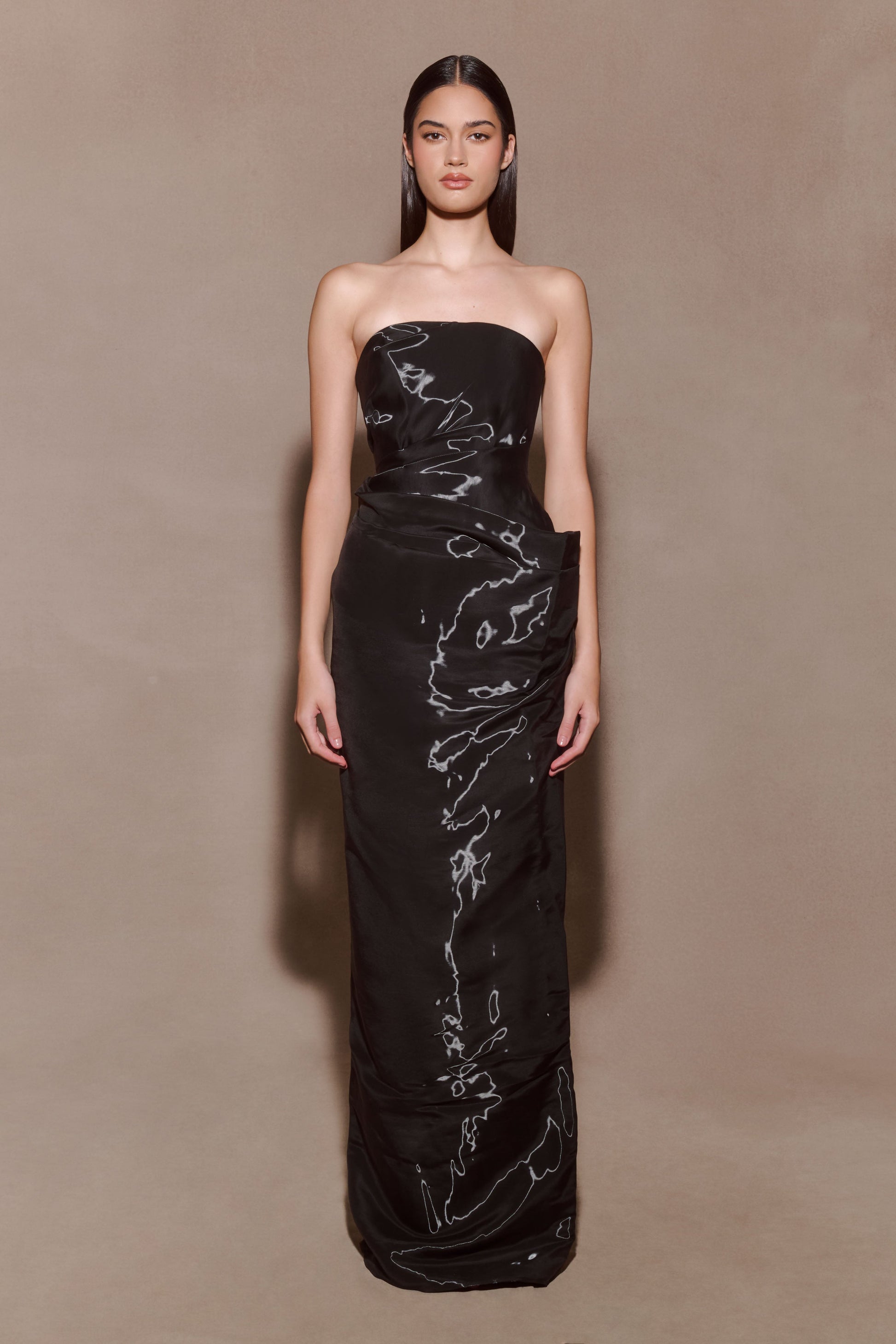 Calliope Strapless Organza Maxi Dress - Black