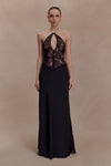 Sascha Lace And Satin Halter Maxi Dress - Black