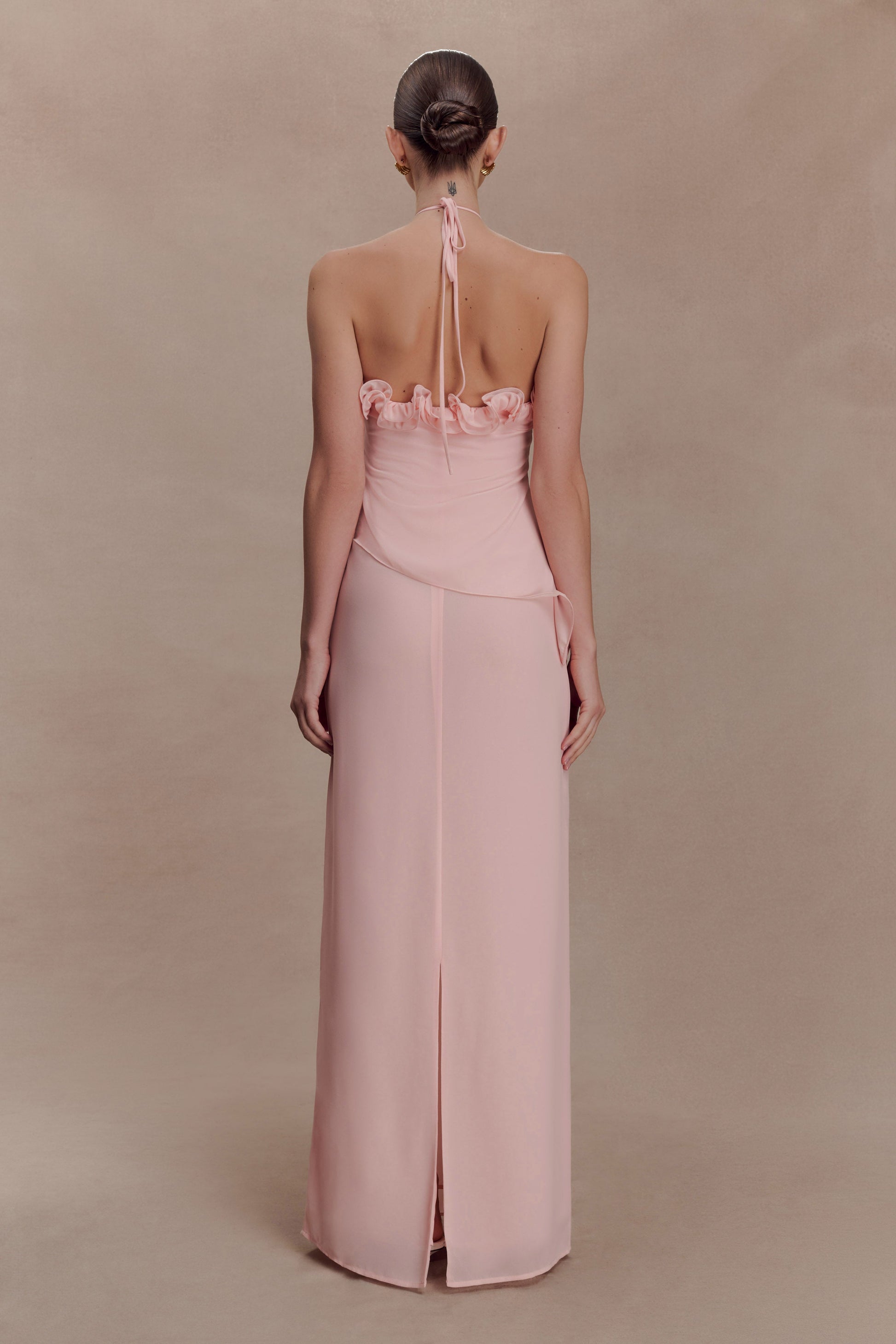Melissa Chiffon Flower Maxi Dress - Baby Pink #4