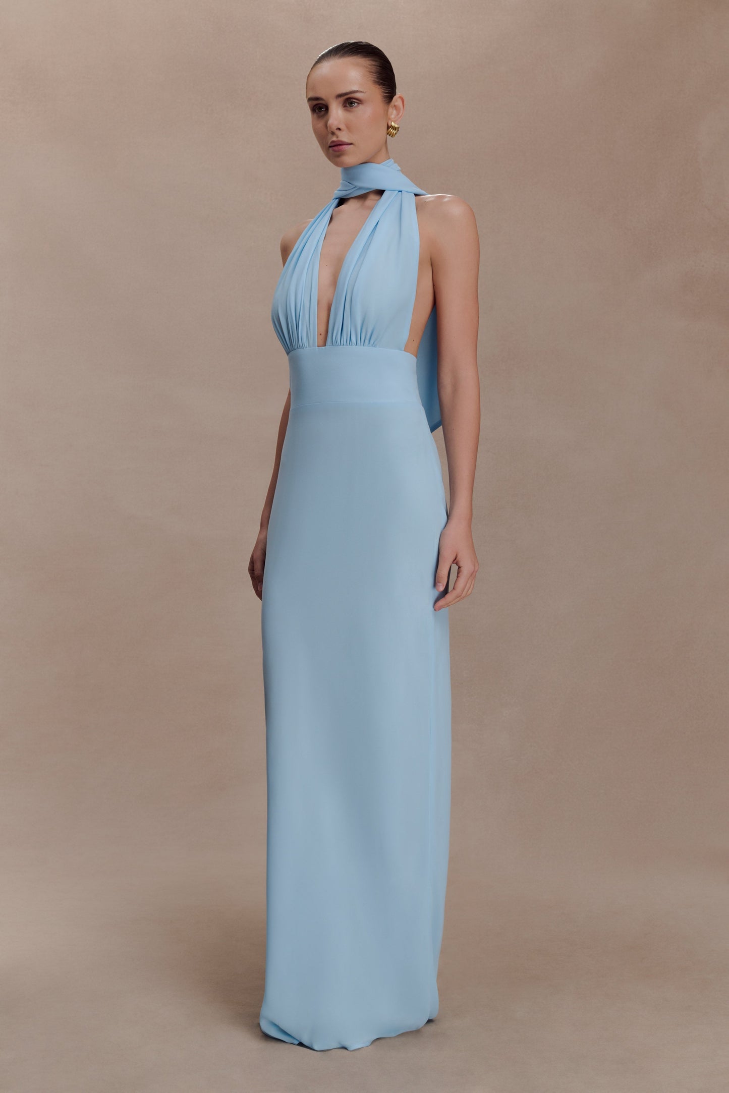 Nadine Halter Chiffon Maxi Dress - Blue