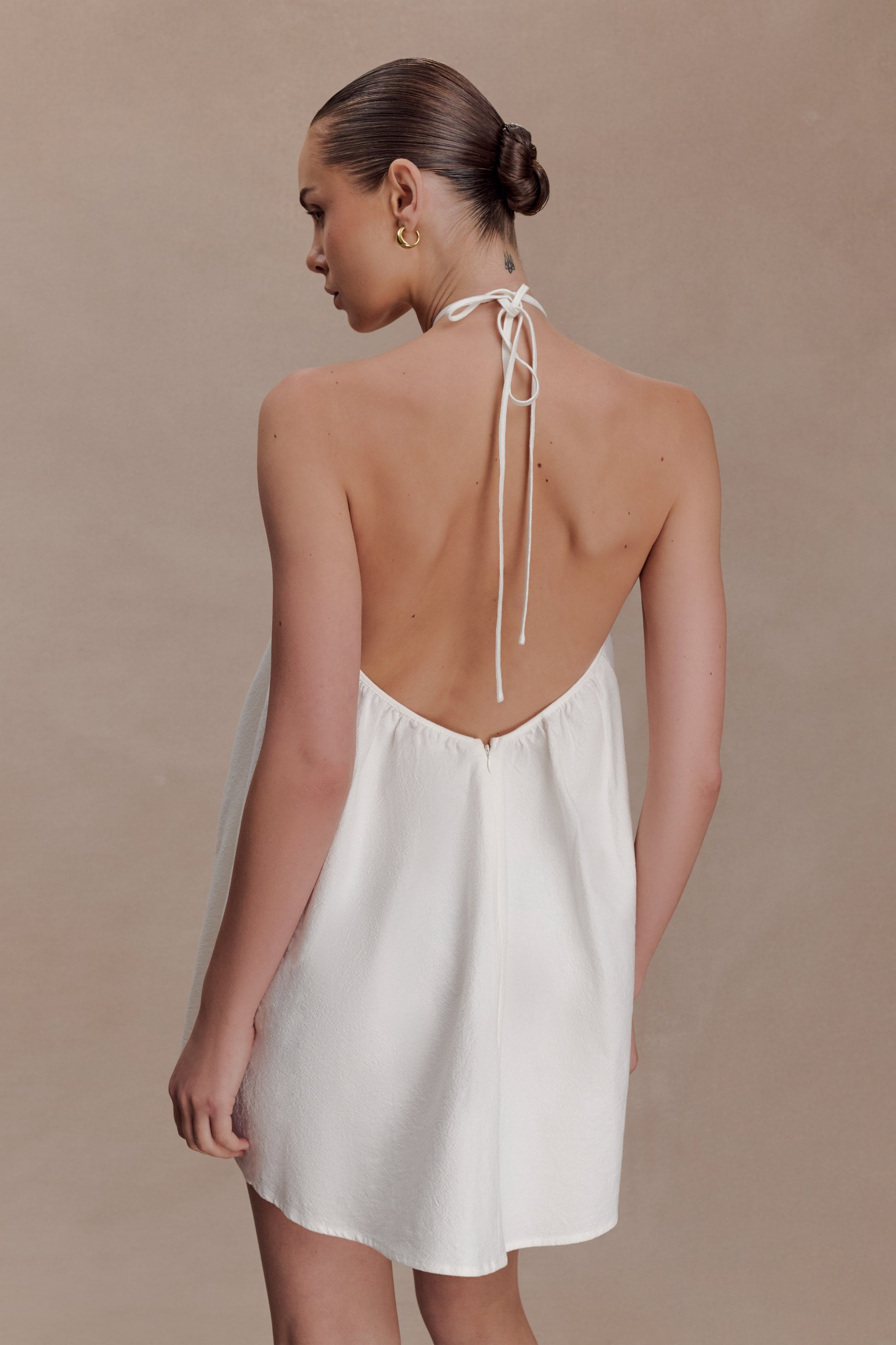 Sonja Keyhole Halter Cotton Mini Dress / White | MESHKI | 3XL Sonja Keyhole Halter Cotton Mini Dress / White | MESHKI | 3XL