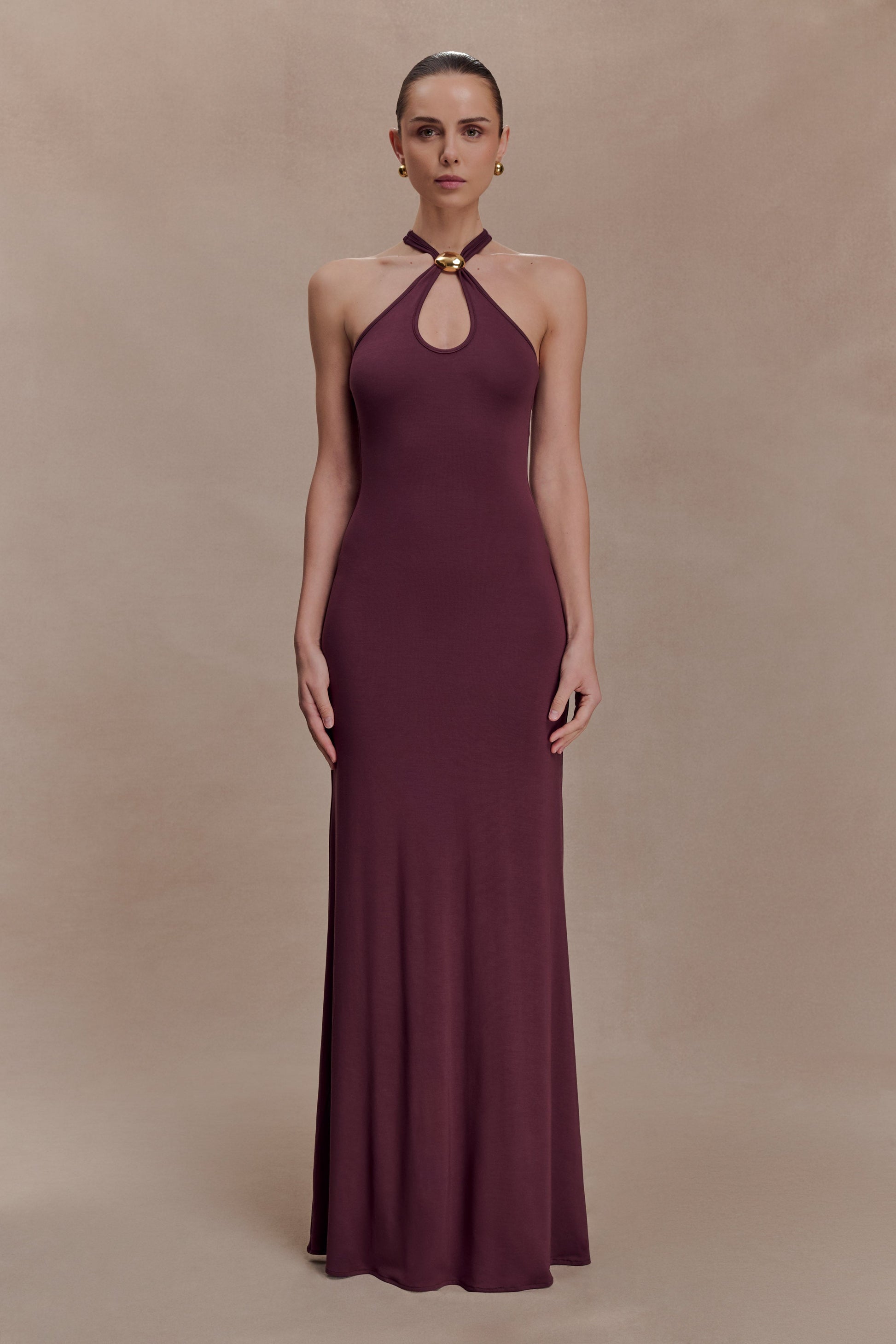 Ramona Modal Maxi Dress With Hardware / Mahogany | MESHKI