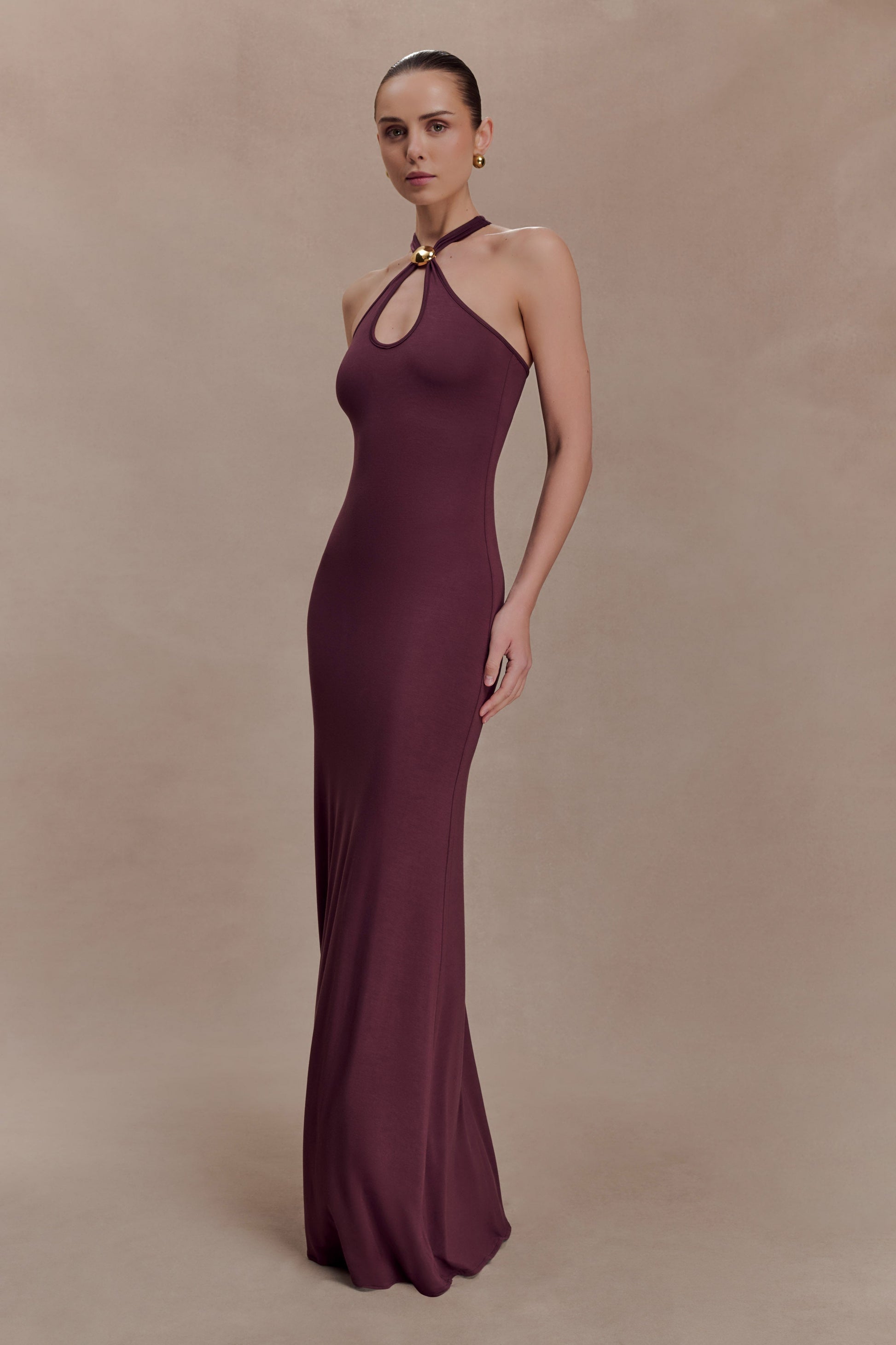 Ramona Modal Maxi Dress With Hardware / Mahogany | MESHKI