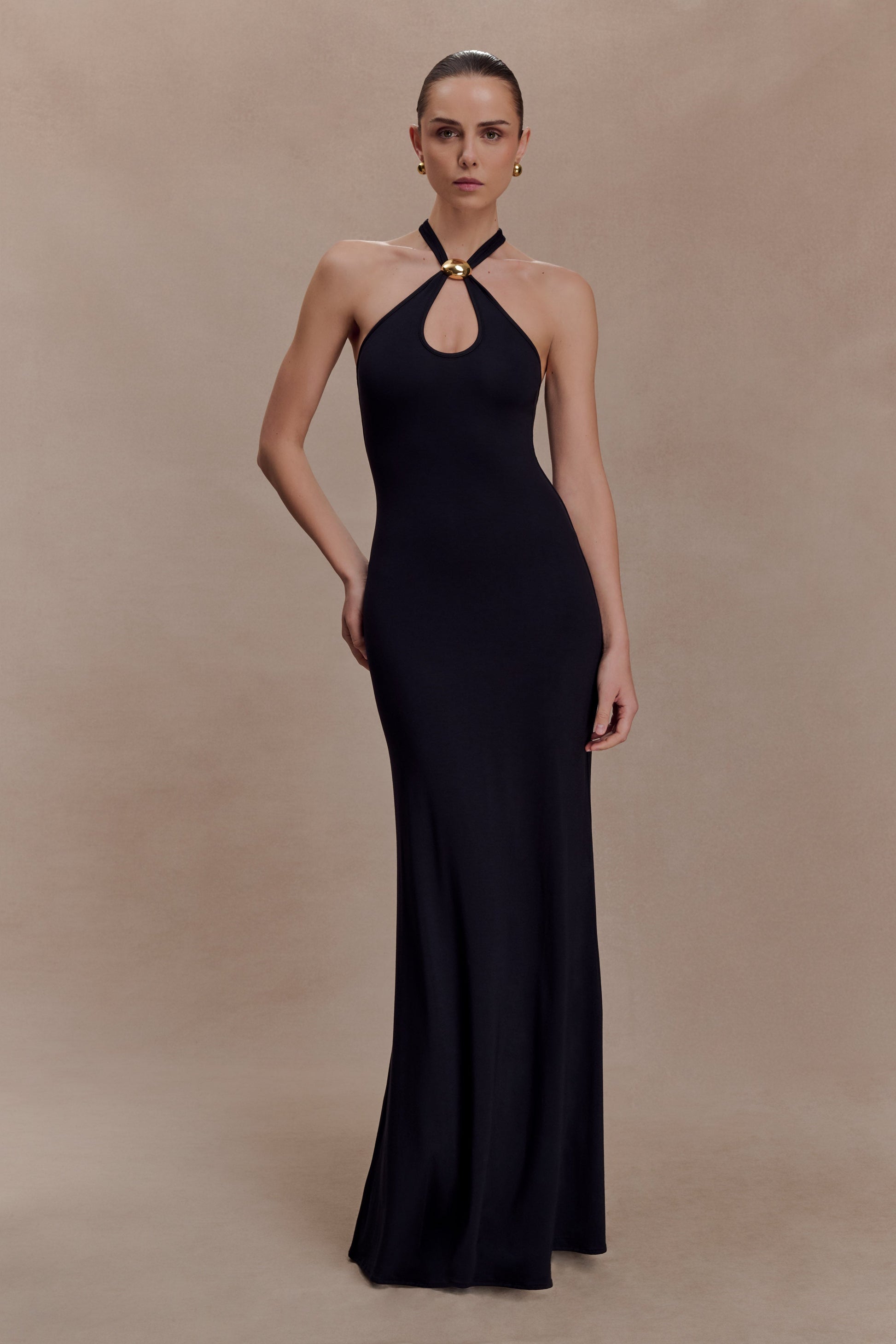 Ramona Modal Maxi Dress With Hardware / Black | MESHKI