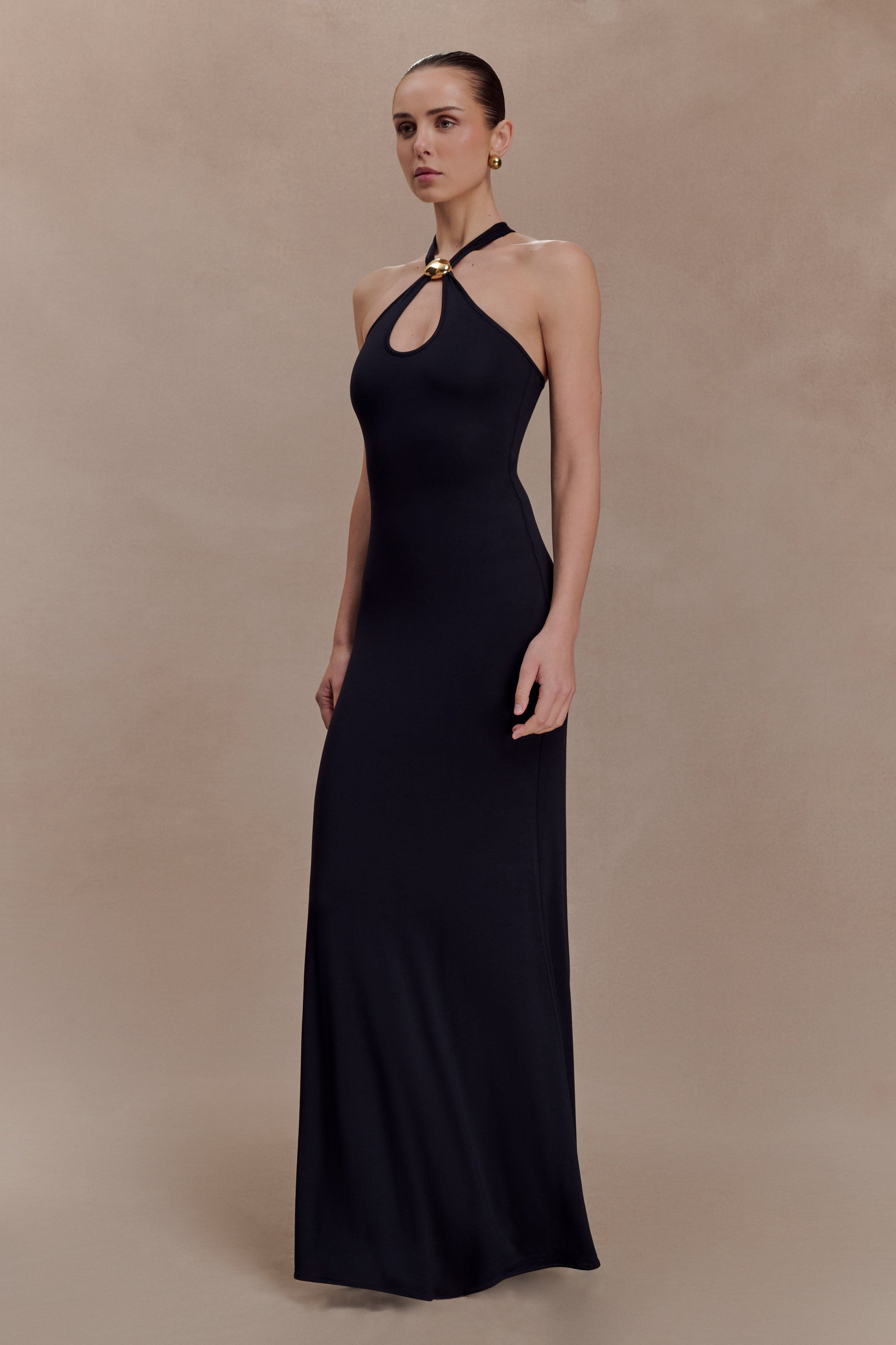 Ramona Modal Maxi Dress With Hardware / Black | MESHKI