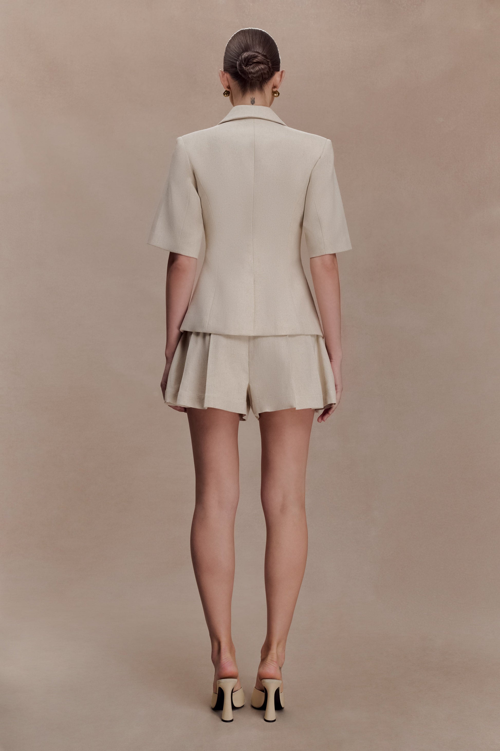 Martine Short Sleeve Linen Top - Natural #5