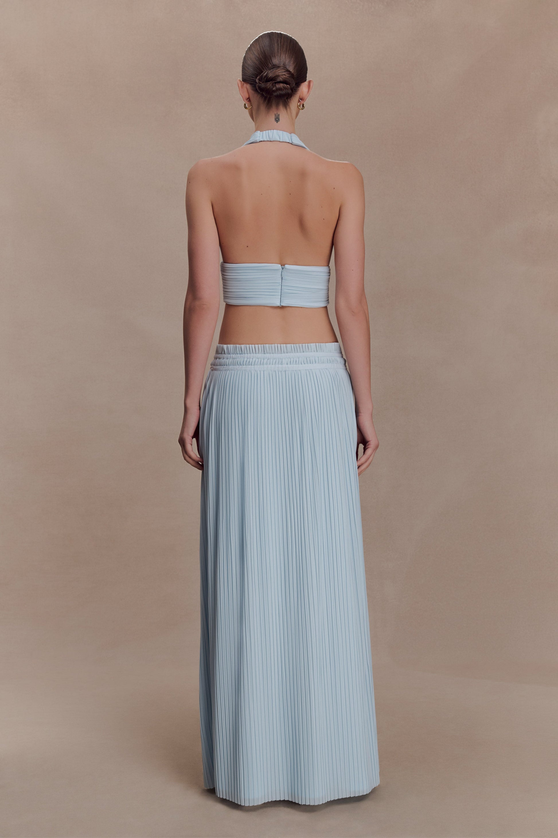 Amaris Gathered Plisse Maxi Skirt - Pale Blue #2