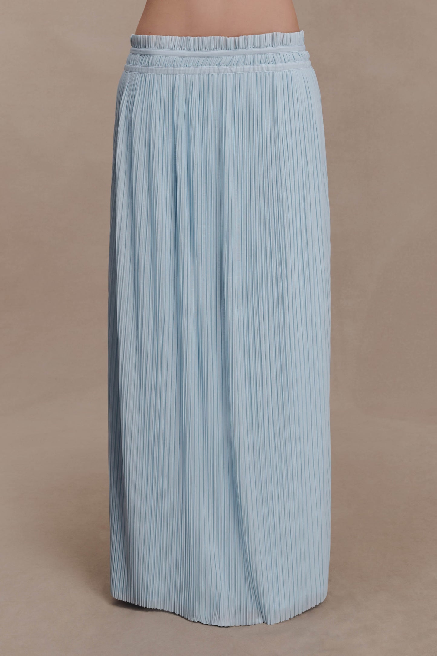 Amaris Gathered Plisse Maxi Skirt - Pale Blue