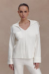 Bianka V Neck Knit Jumper - Off White