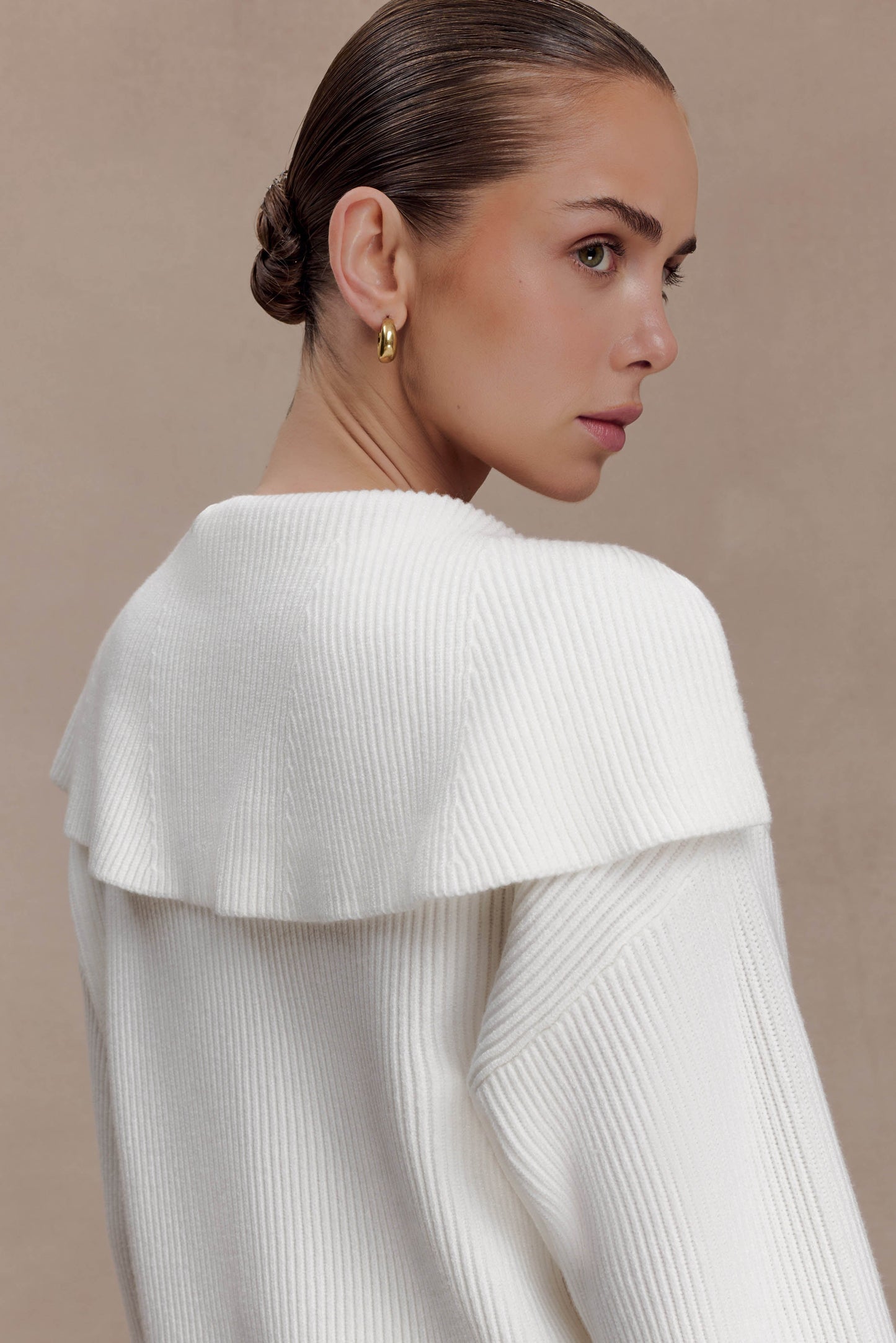Bianka V Neck Knit Jumper - Off White