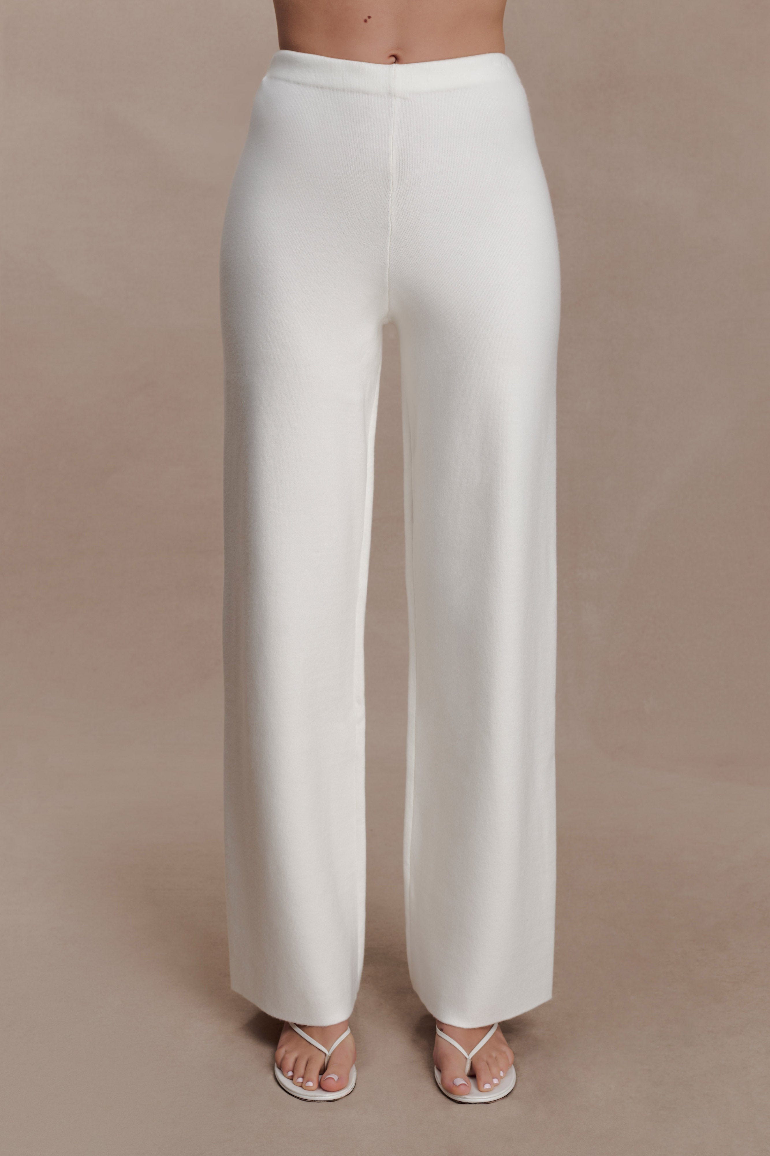 Kerrymae Straight Leg Knit Pants - Off White | MESHKI US