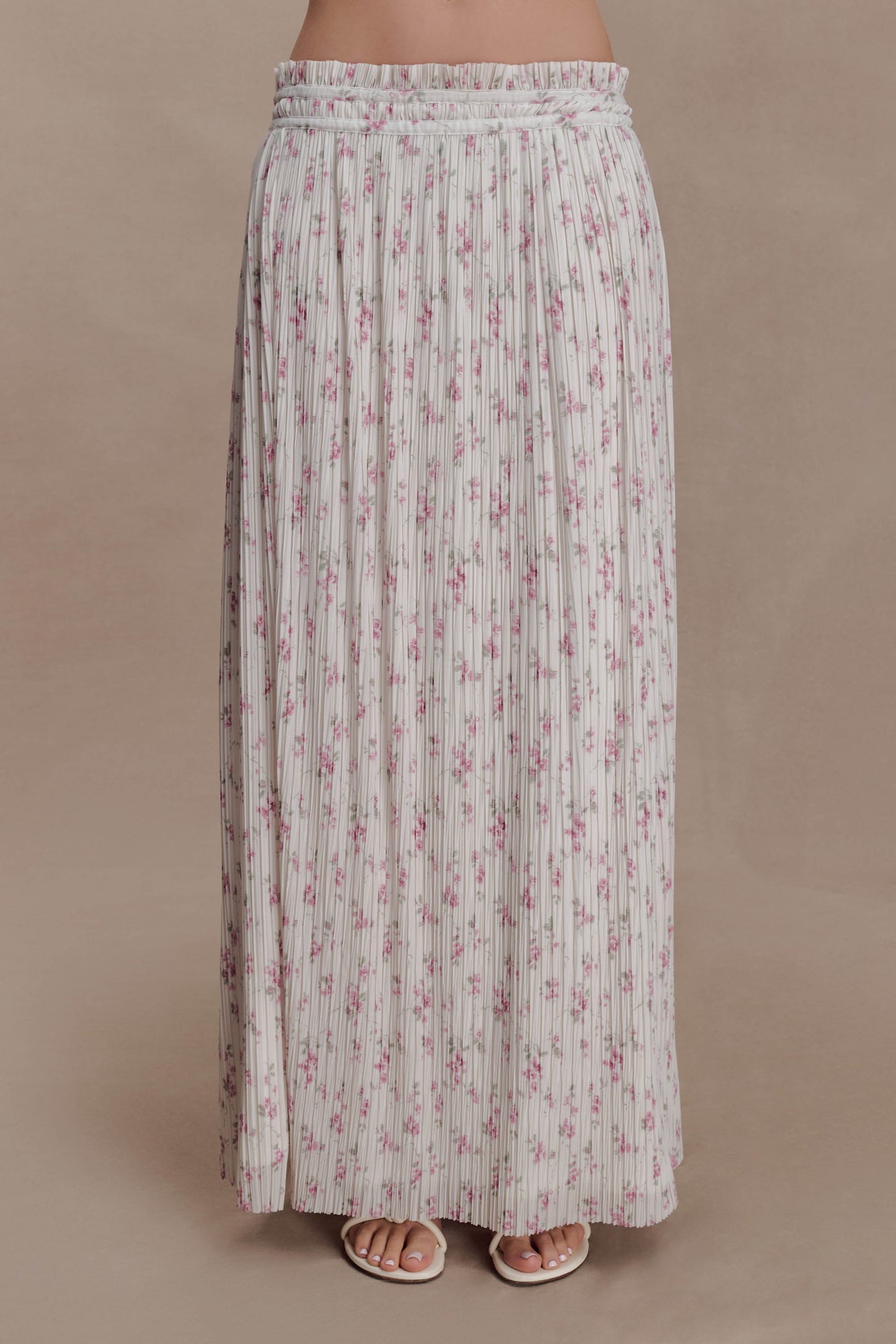 Amaris Gathered Plisse Maxi Skirt - Floral Ditsy Print