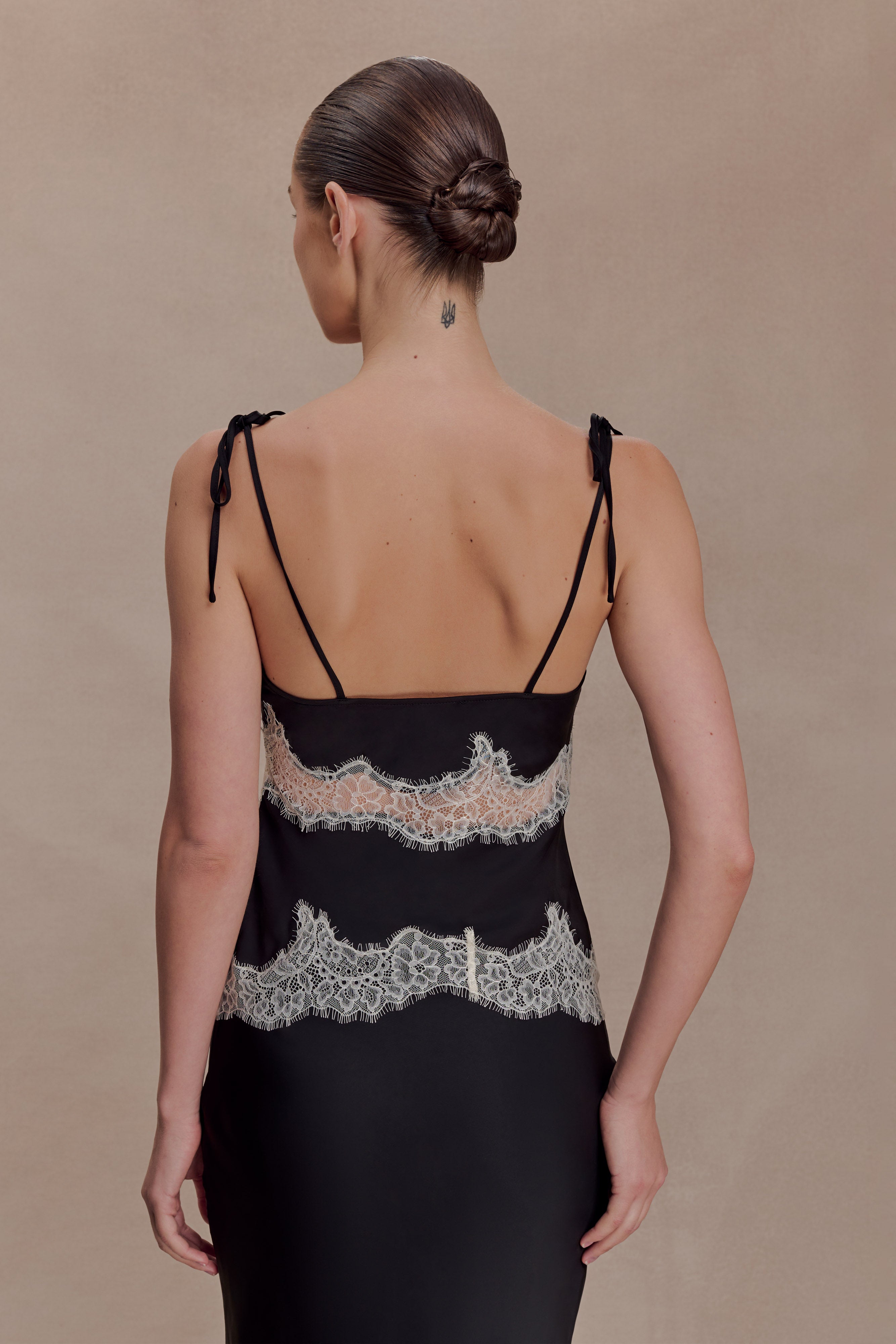 Nina Satin And Lace Camisole - Black/Ivory | MESHKI US