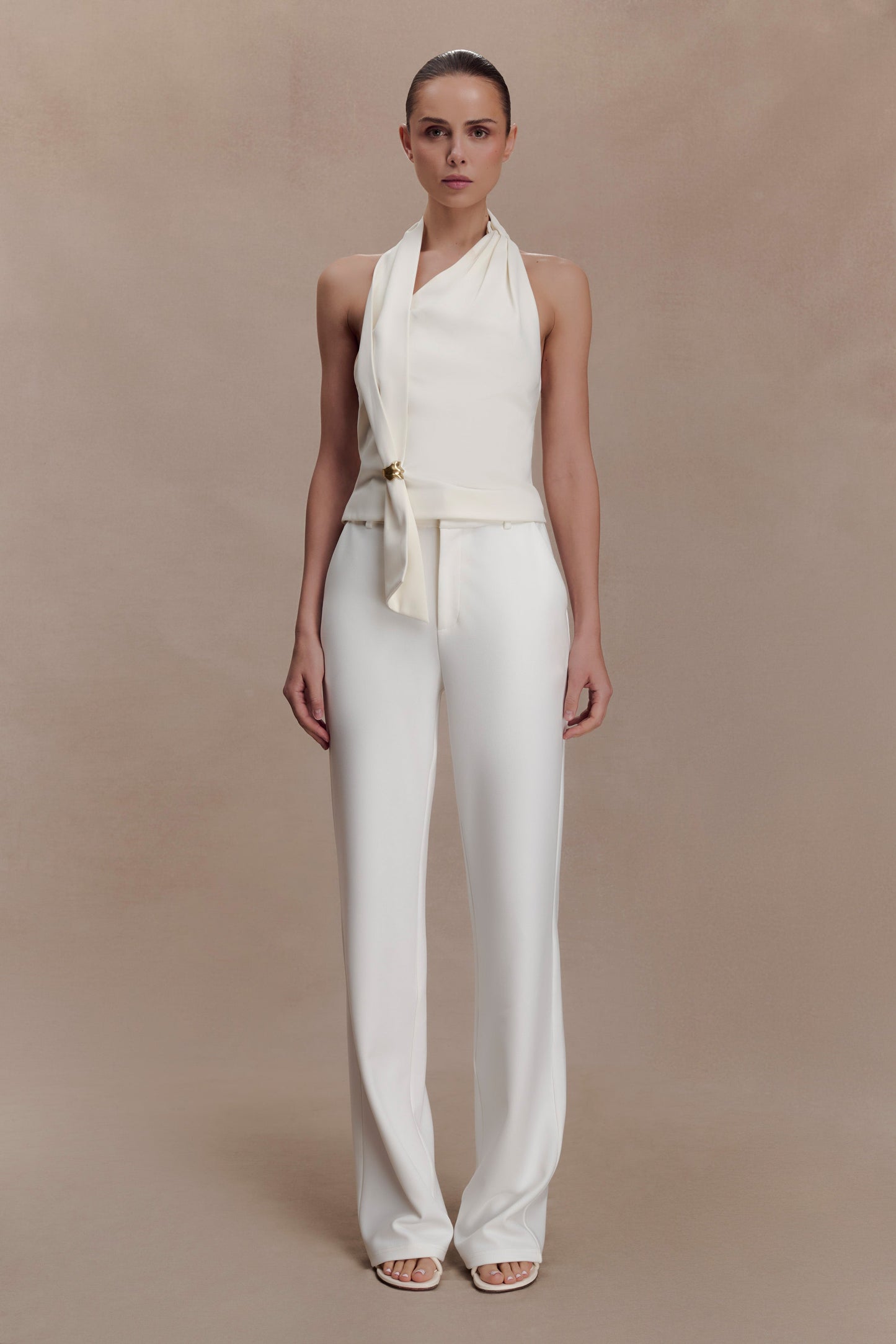 Marina Halter Top With Hardware - Ivory