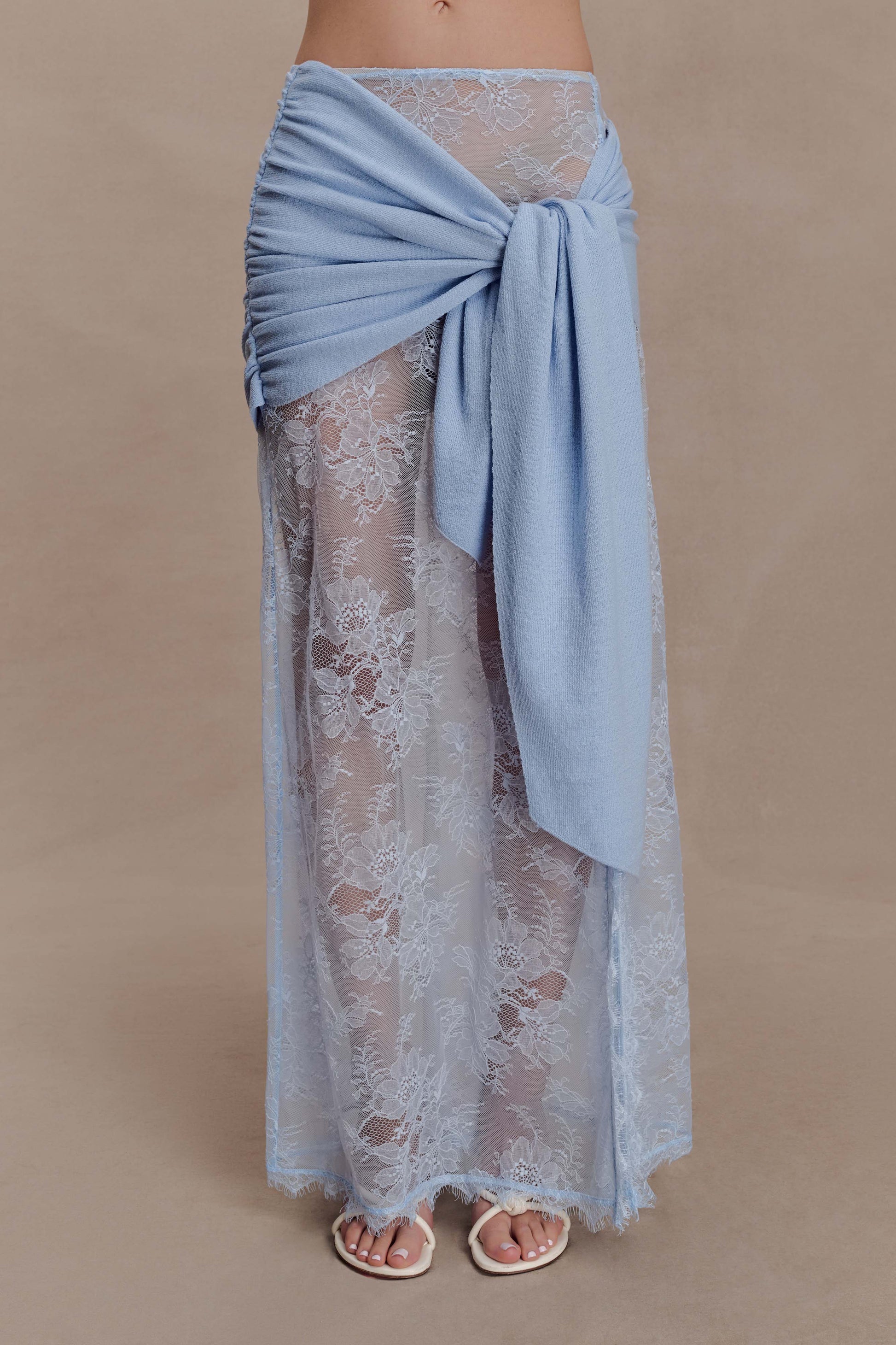 Lucy Lace And Knit Skirt - Cornflower Blue #7