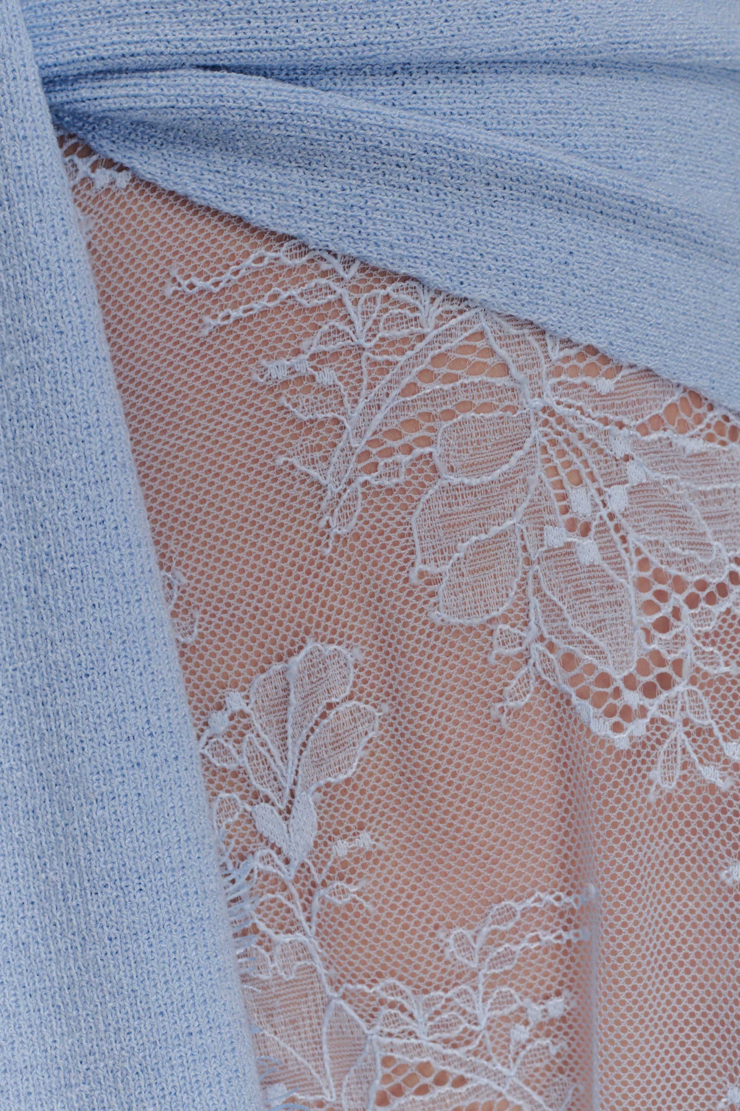 Lucy Lace And Knit Skirt - Cornflower Blue