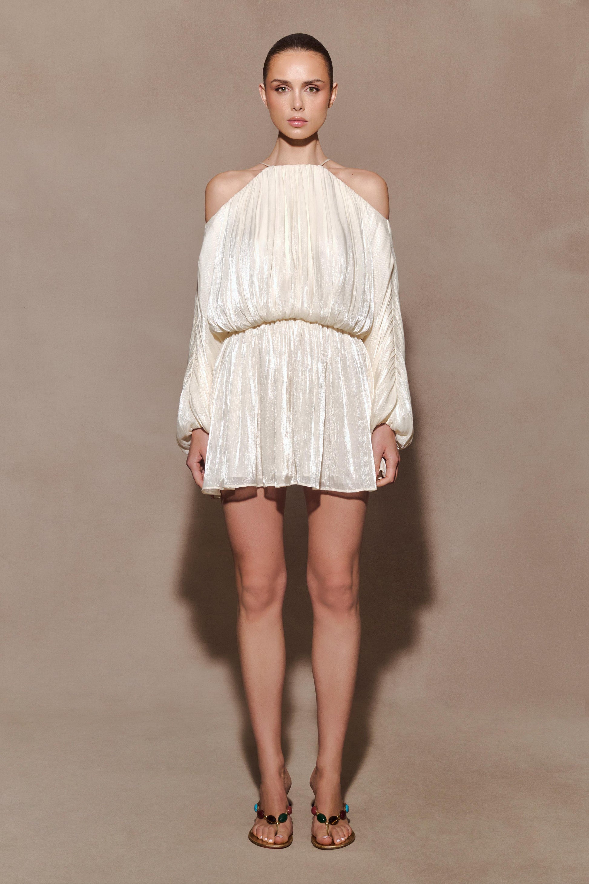 Minna Halter Mini Dress / Opal White | MESHKI