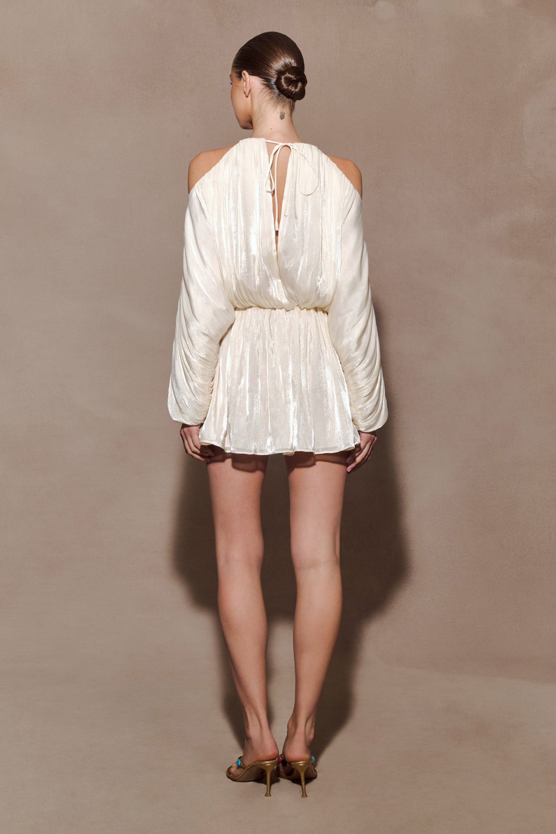 Minna Halter Mini Dress / Opal White | MESHKI