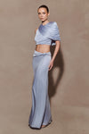 Adrienne Lurex Knot Maxi Skirt - Pastel Blue
