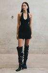 Cressida Crepe Halter Mini Dress - Black