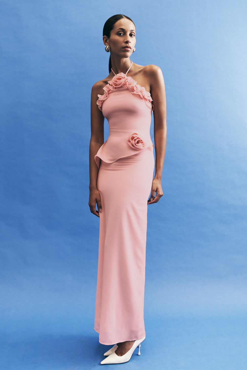 Melissa Chiffon Flower Maxi Dress - Baby Pink | MESHKI US Melissa Chiffon Flower Maxi Dress - Baby Pink | MESHKI US