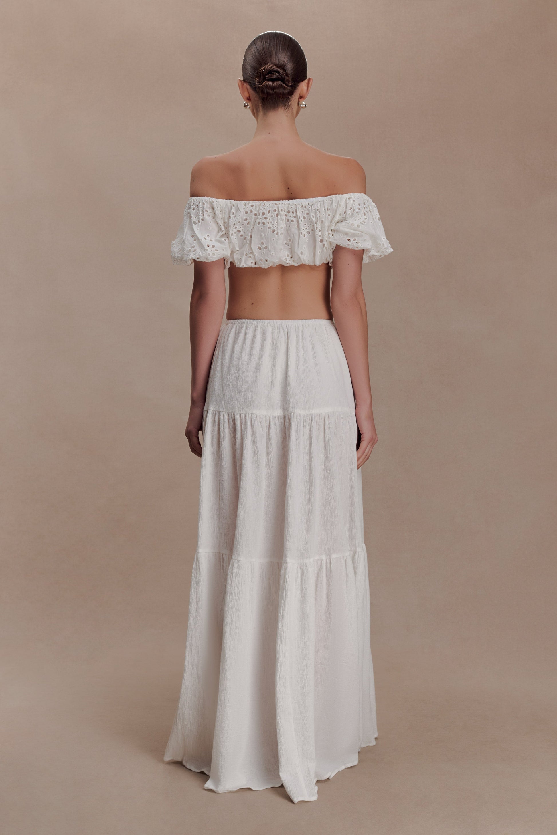 Autumn Off Shoulder Broderie Top - White #2