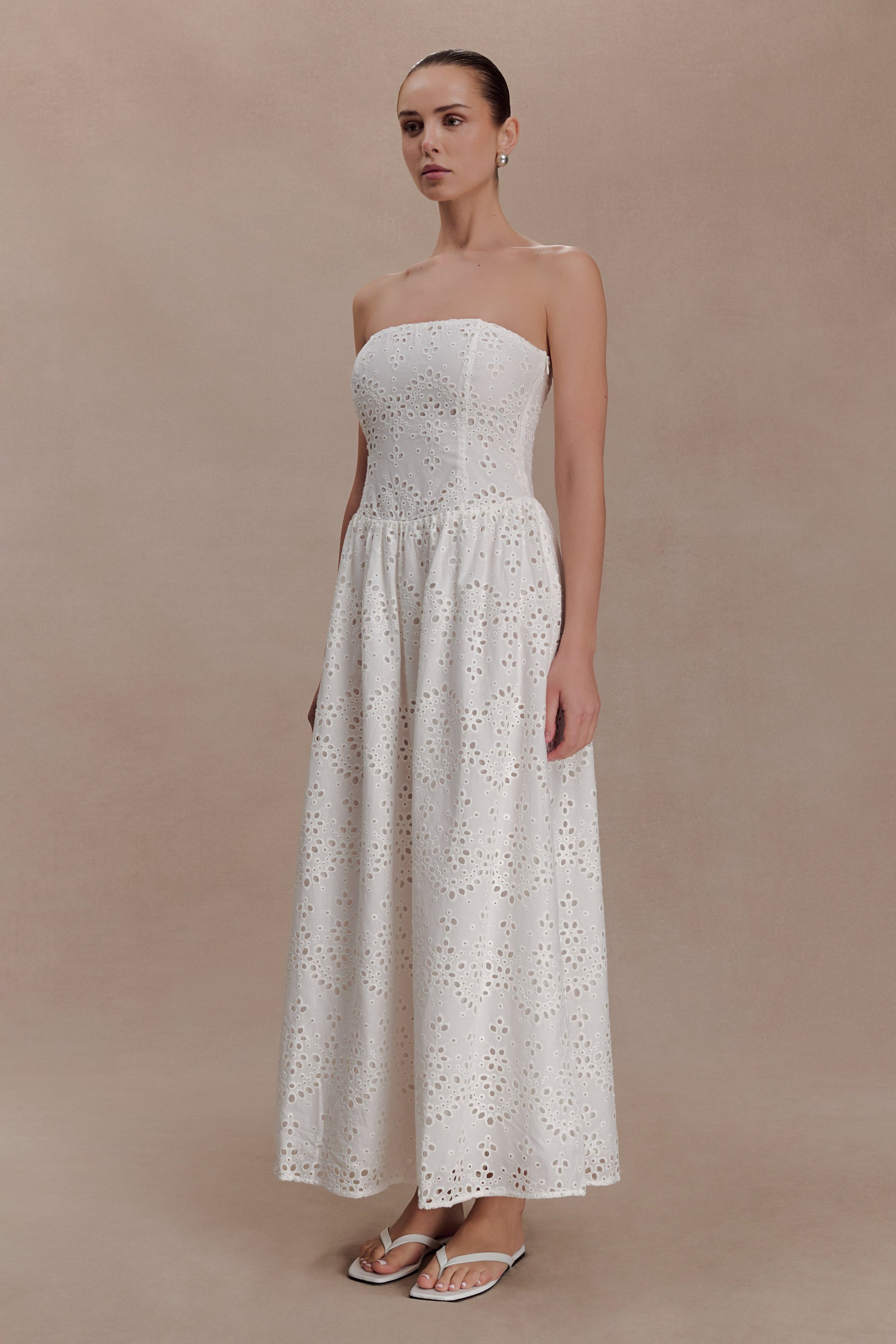 Maureen Broderie Strapless Maxi Dress - White #7