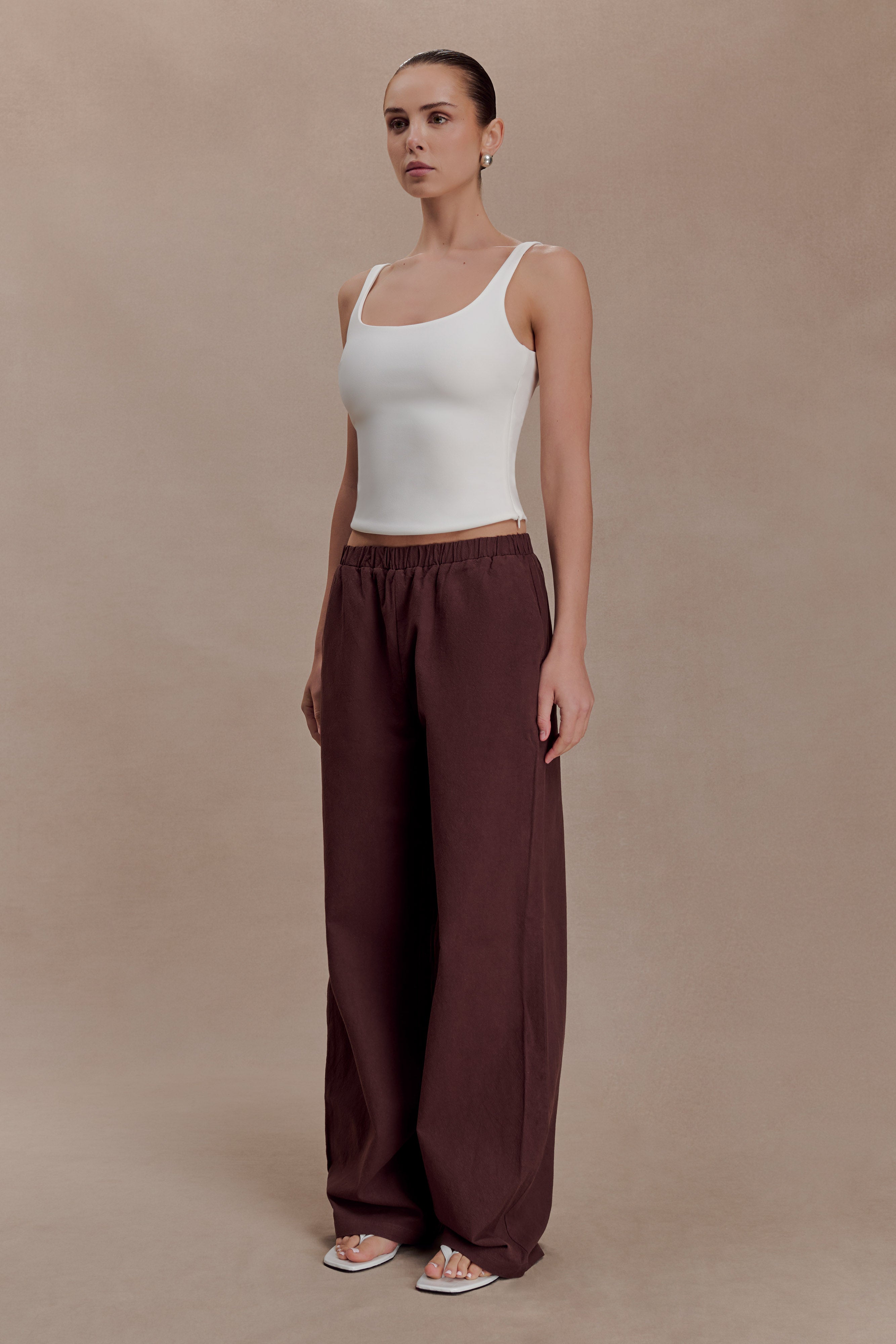 Janayia Cotton Wide Leg Pants - Dark Espresso | MESHKI US