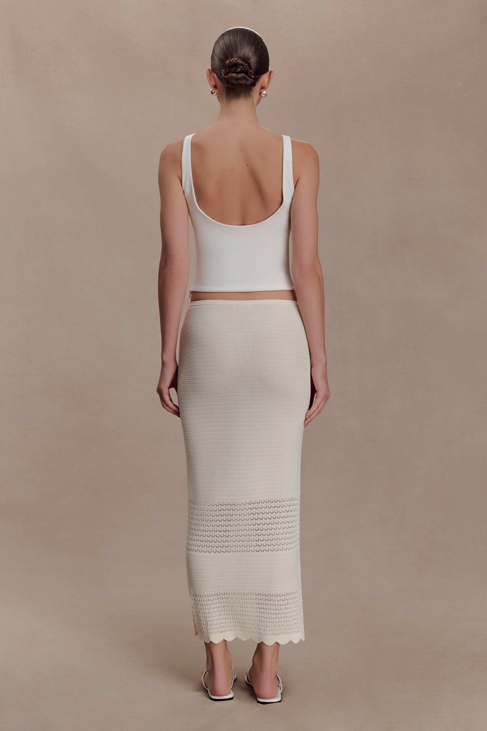 Madeline Scallop Knit Midi Skirt - Ivory #2