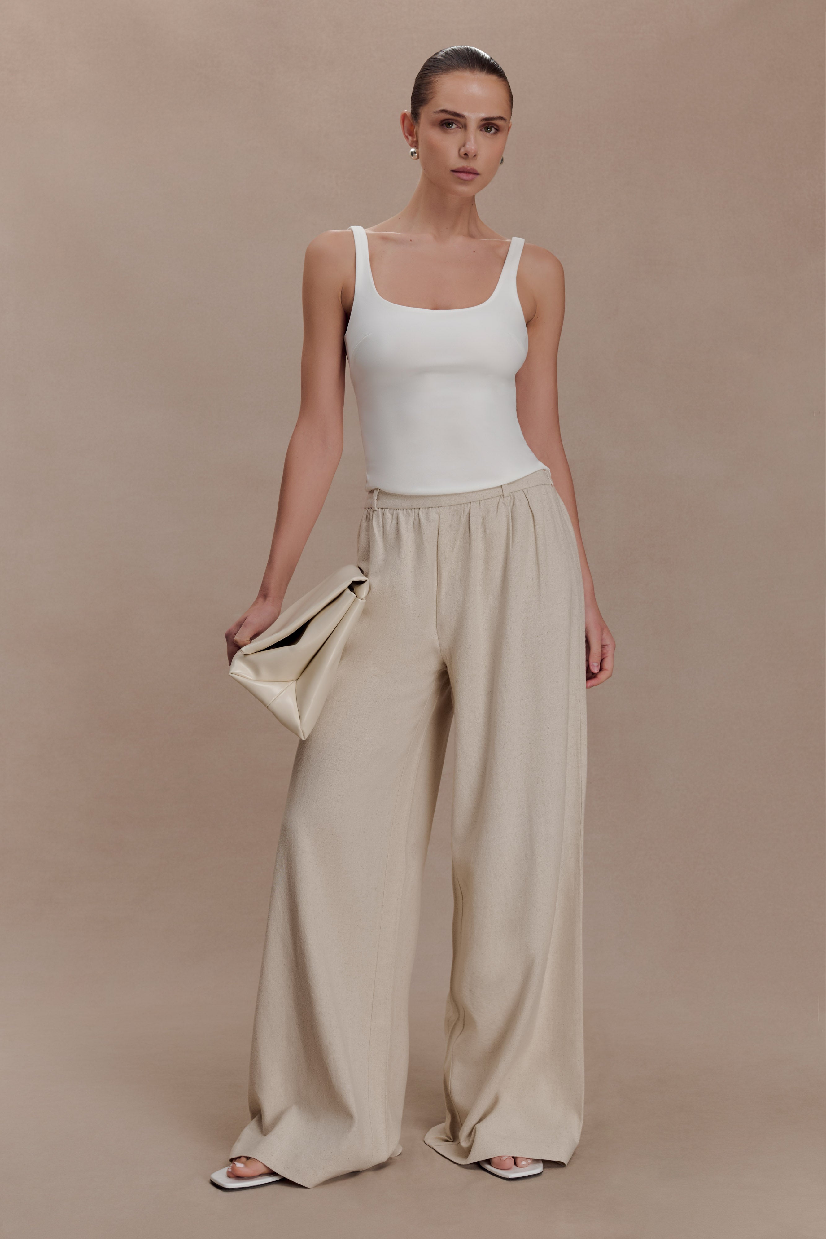 Gabby Straight Leg Linen Pants - Natural | MESHKI US