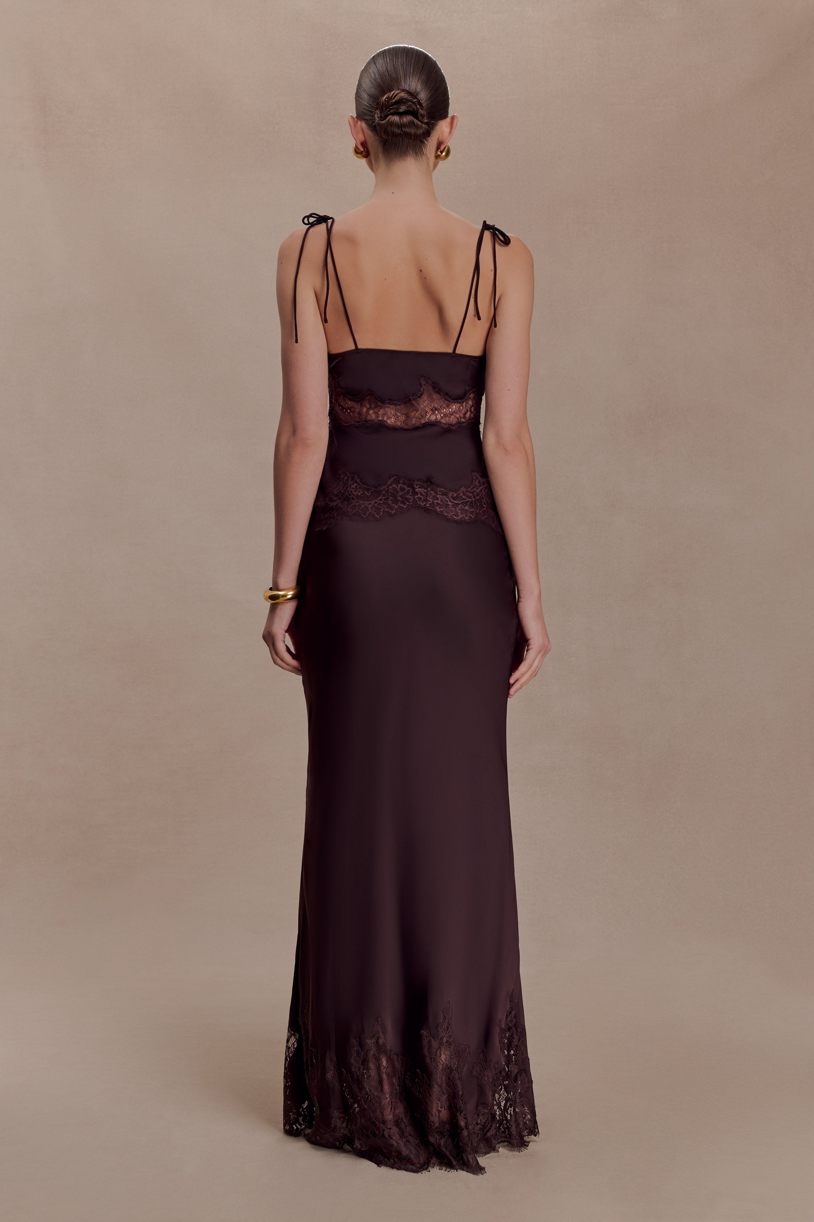 Nina Satin And Lace Camisole - Chocolate | MESHKI US