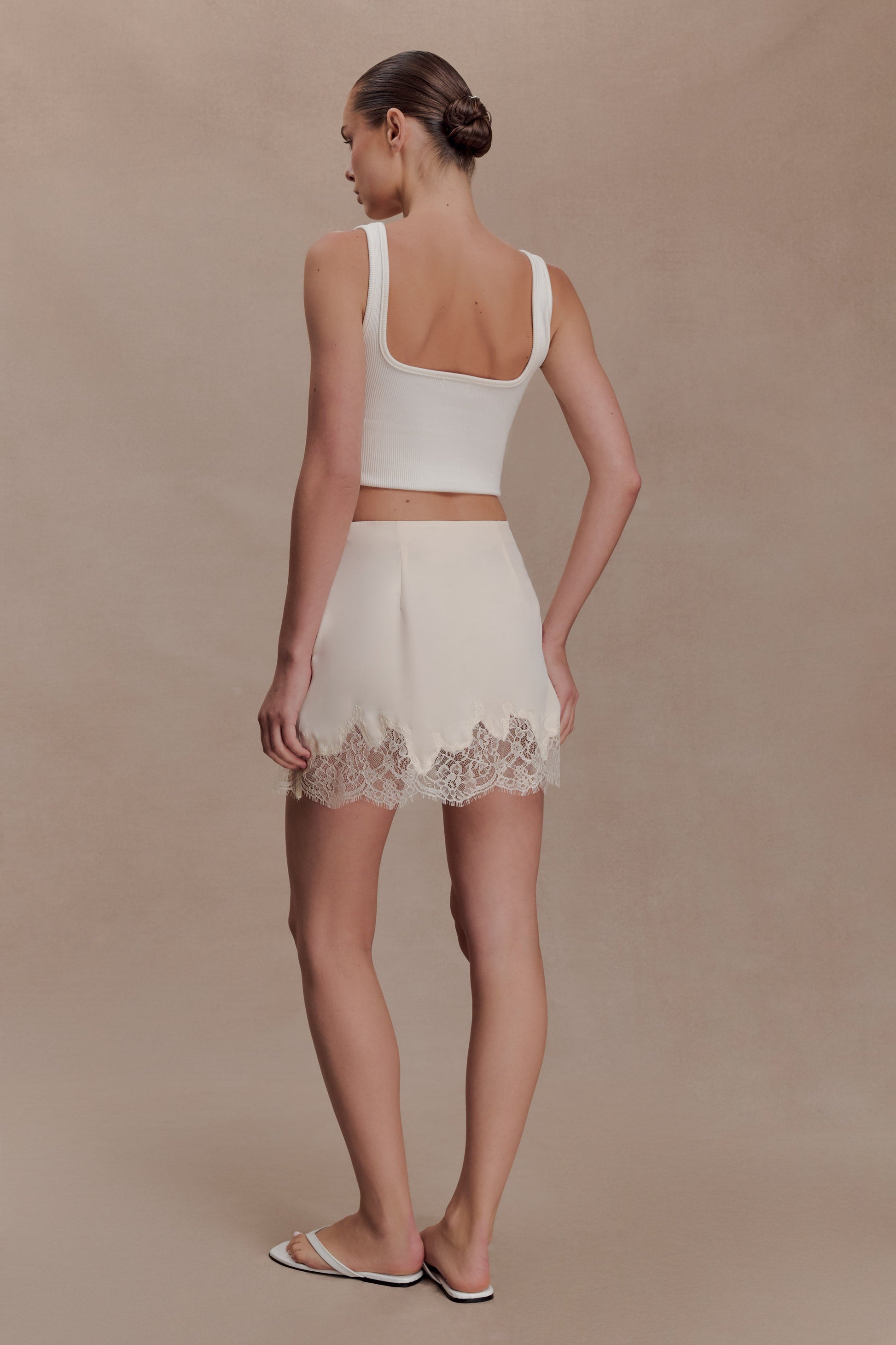 Nina Lace And Satin Mini Skirt - Ivory #2