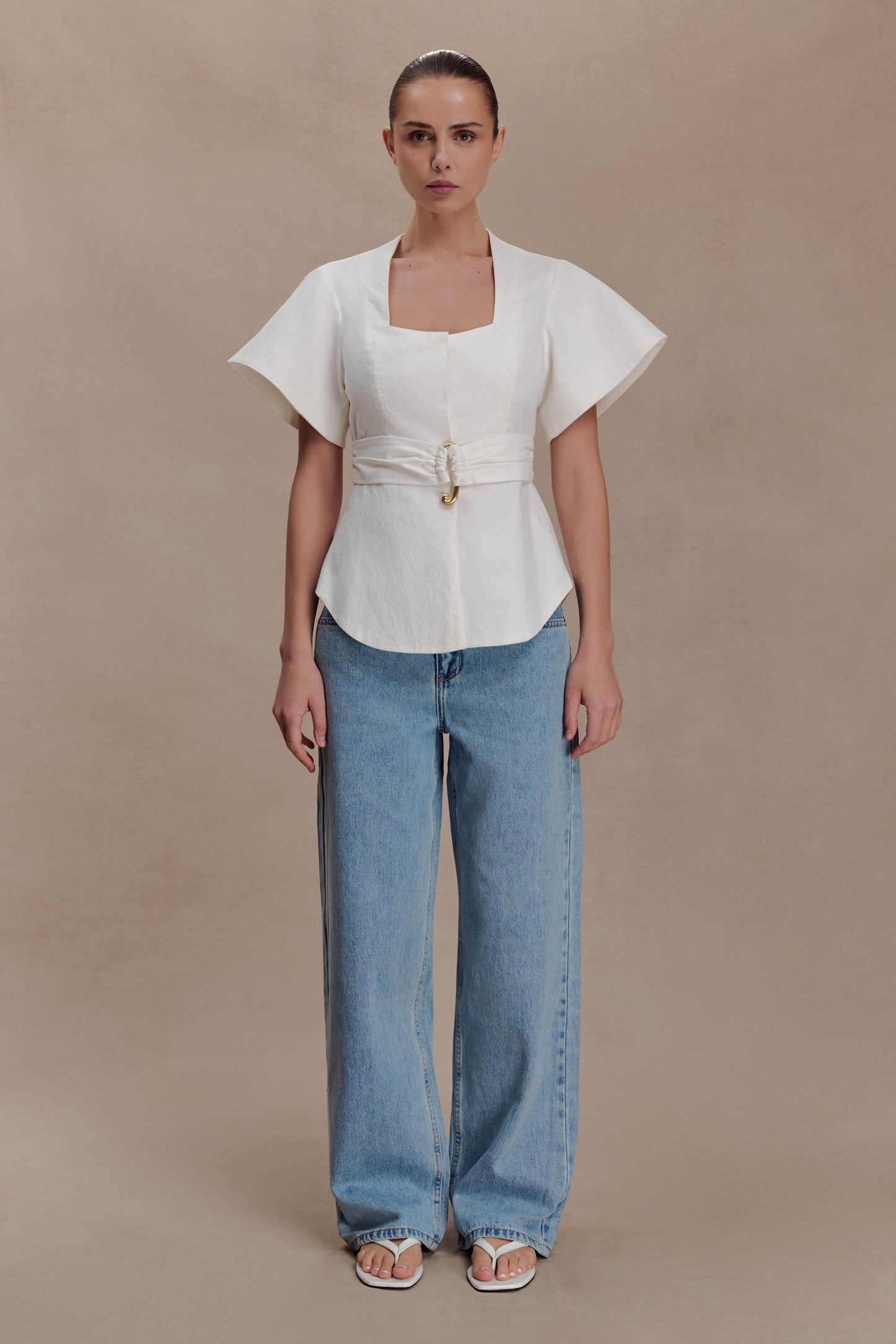 Liberty Cotton Shortsleeve Top - White