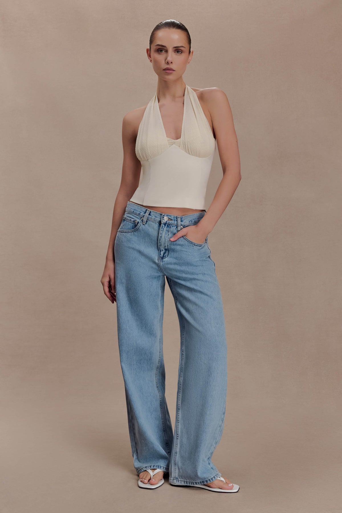 Cressida Crepe Halter Top - Ivory #2