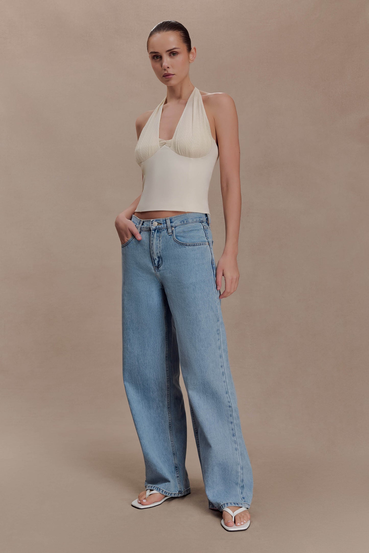 Cressida Crepe Halter Top - Ivory